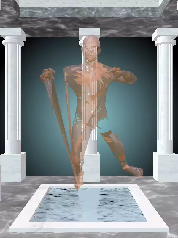 HeavenComputer: The Fading Treading Water Metallic Brick Man #1469