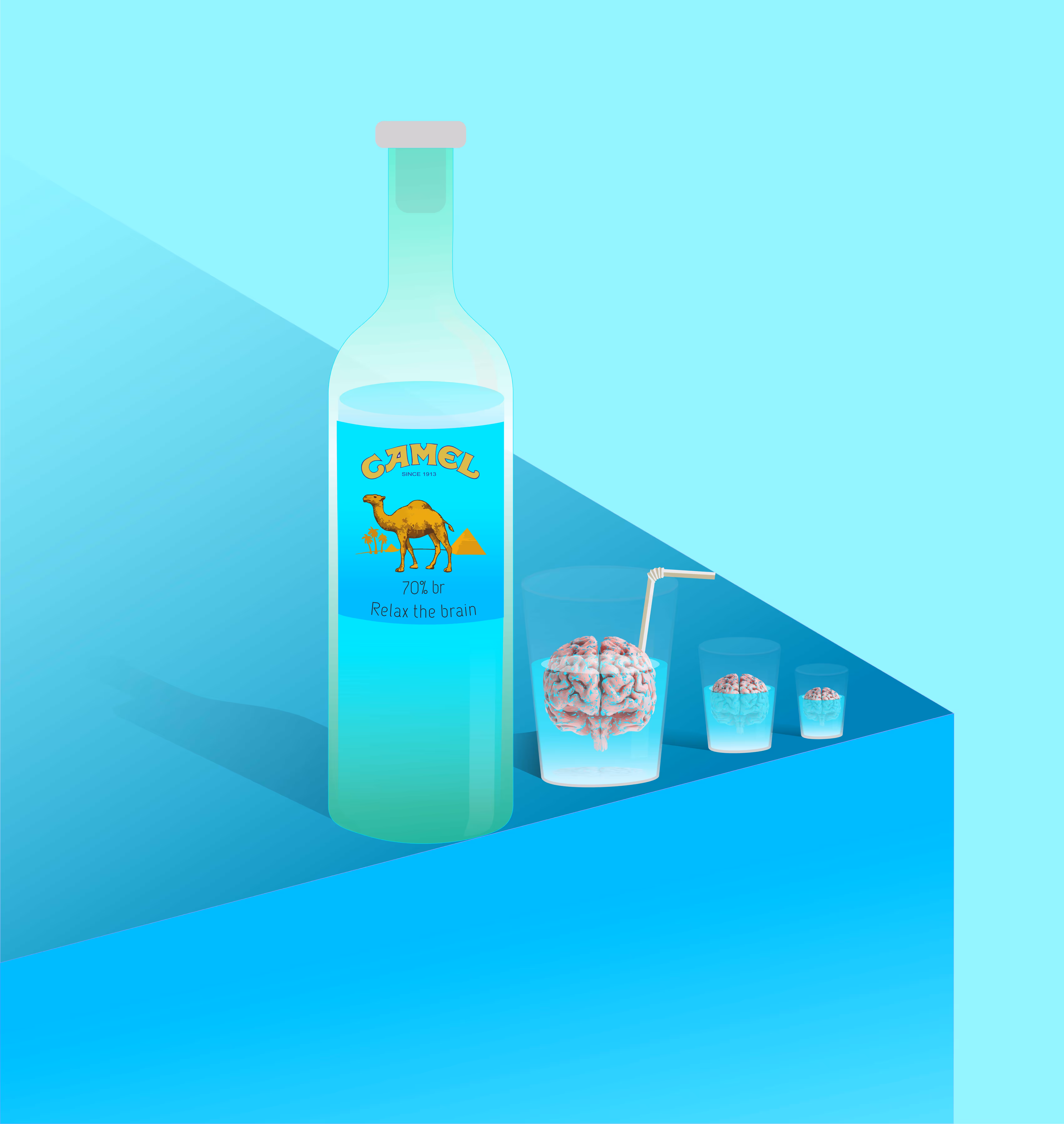 A drink bottle camel