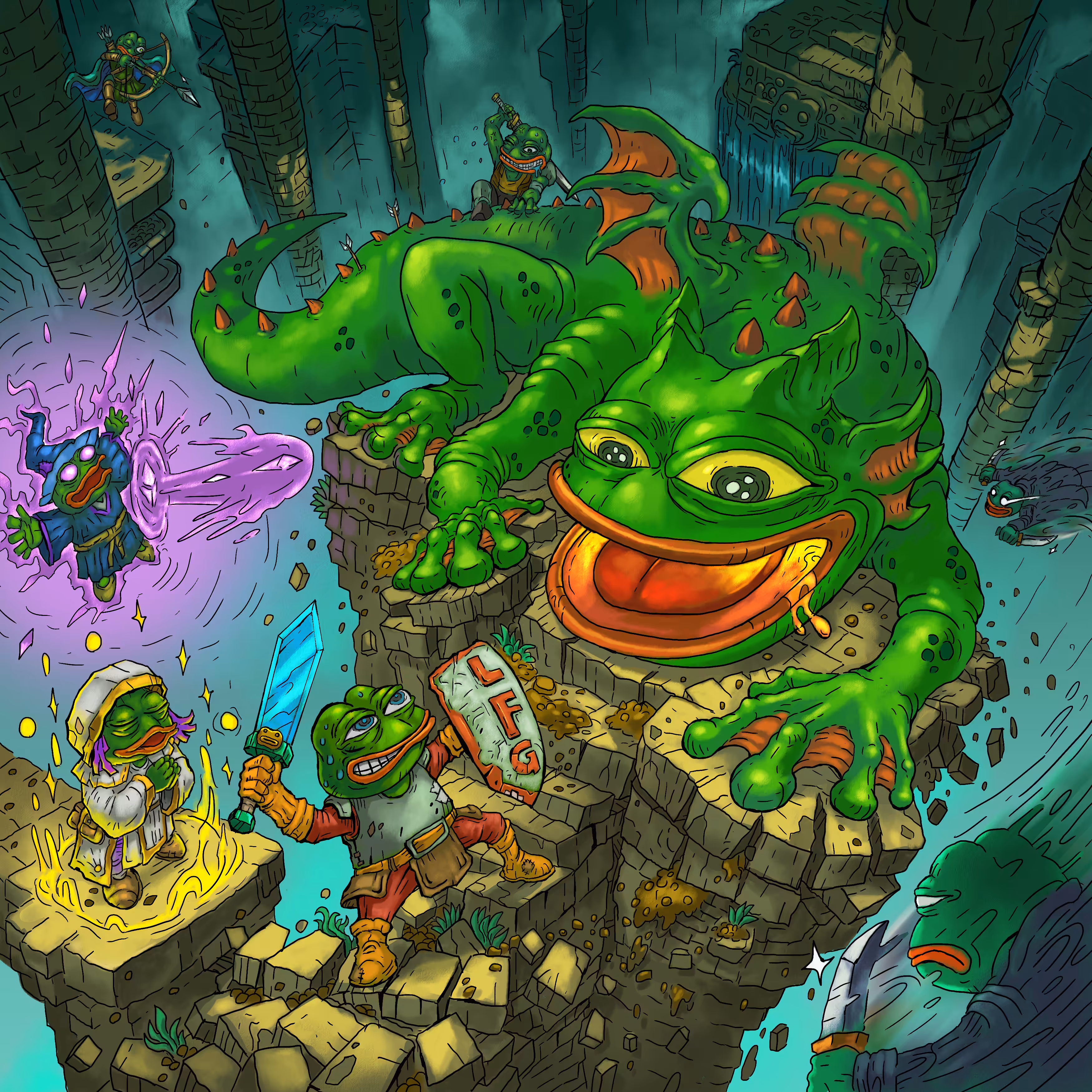 Pepe Adventurers VS Pepe Dragon