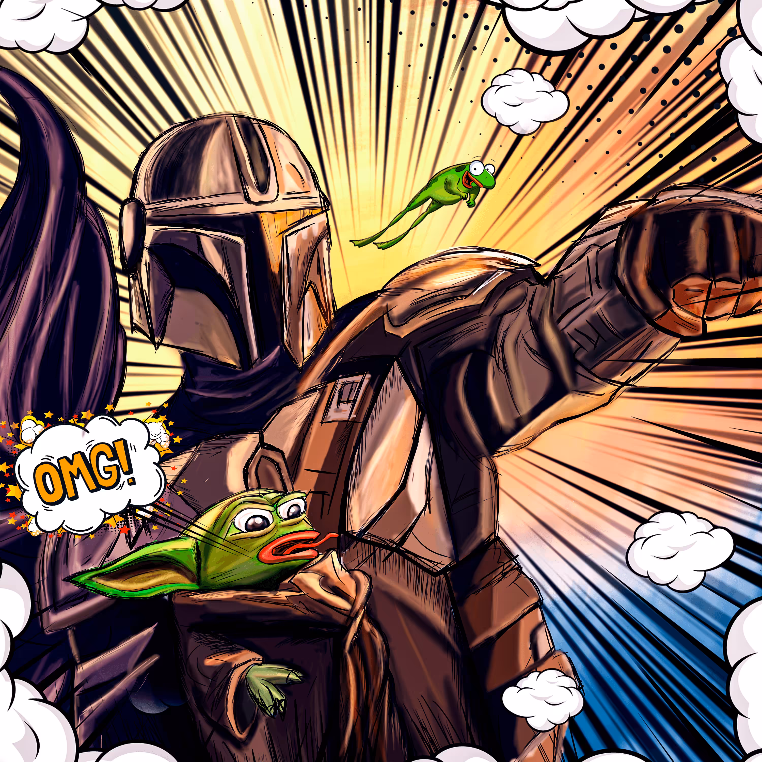 Fighting Of Pepe Mandalorian