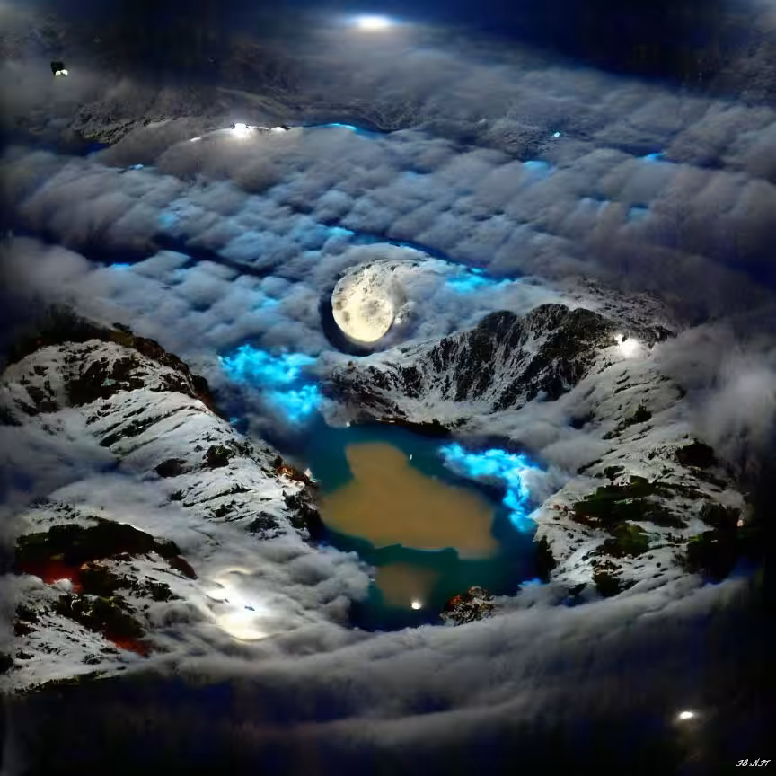 The moon and the lake