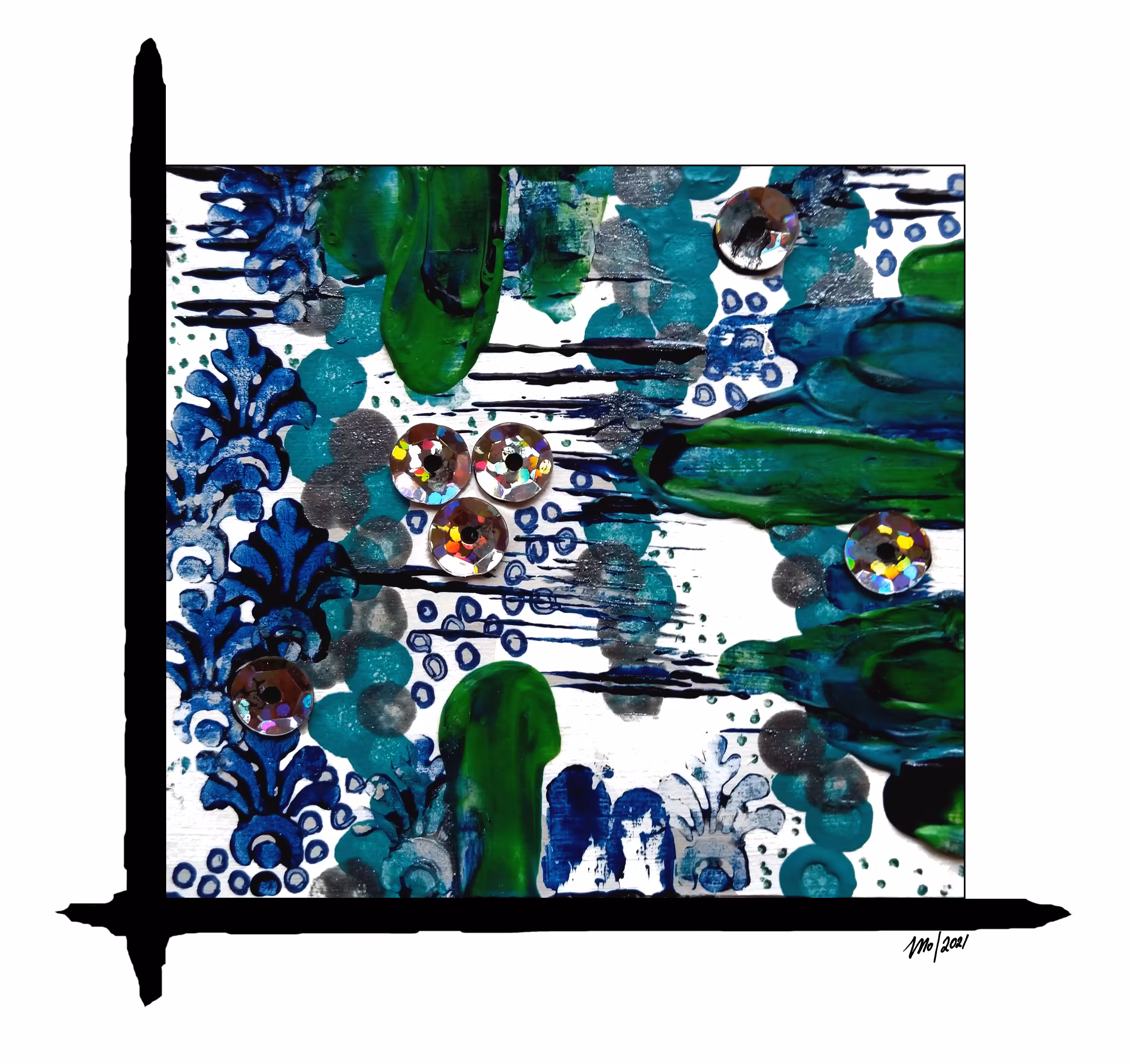 Water Worlds #5 (Blue Series) (framed)
