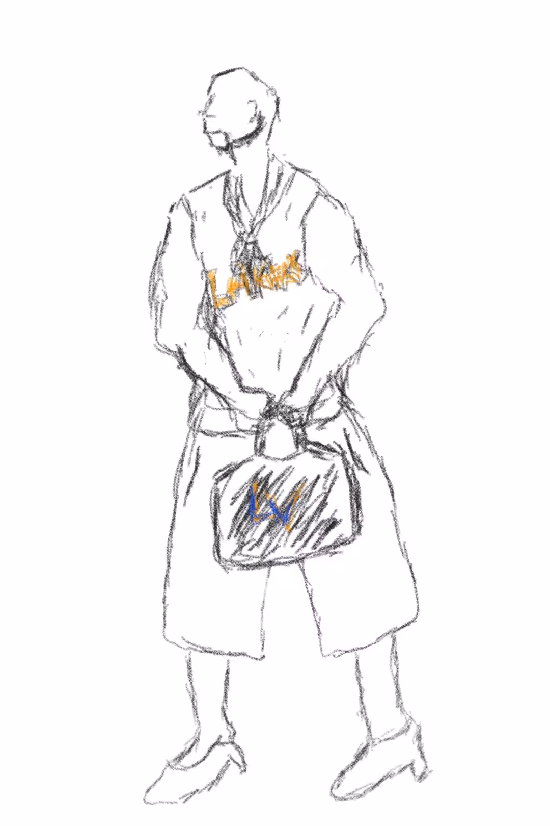 Sketch of a Man Wearing Stilettos