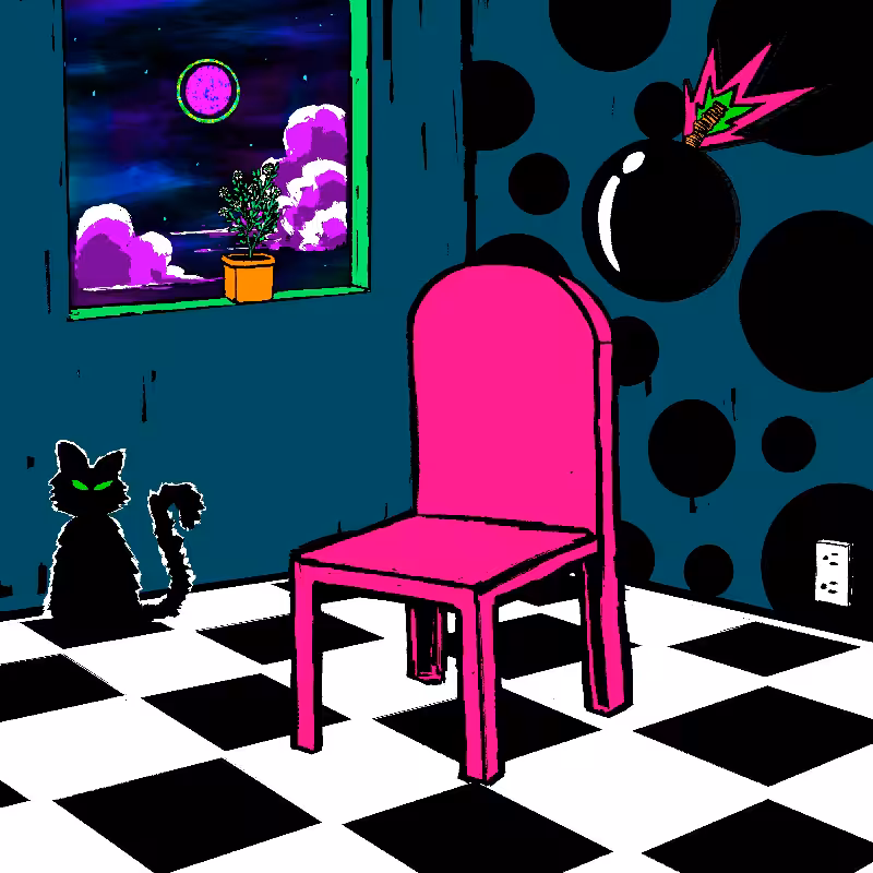 pink chair in the blue room #43