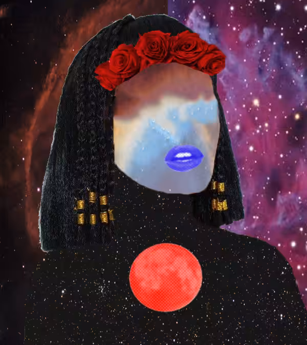Irreverent Collage Art: Moon Woman 