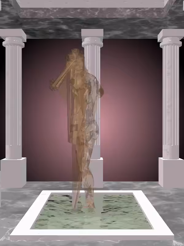 HeavenComputer: The Fading Fragmented Robotic Old Bronze Woman #7277
