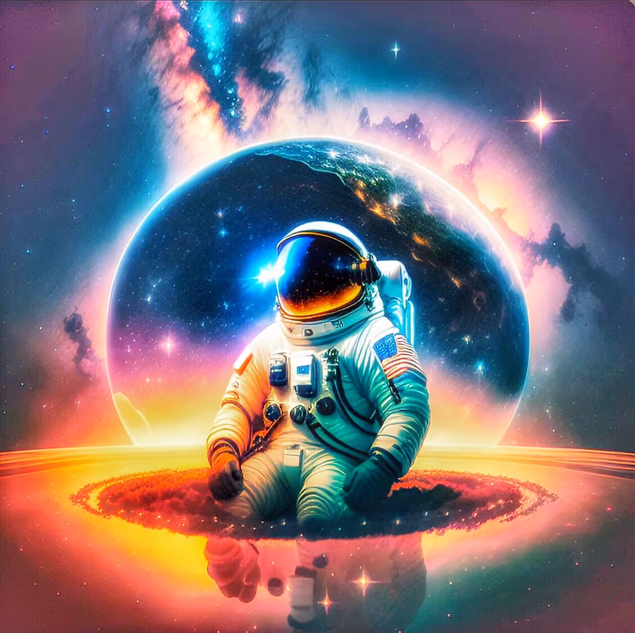 astronaut enjoys the view