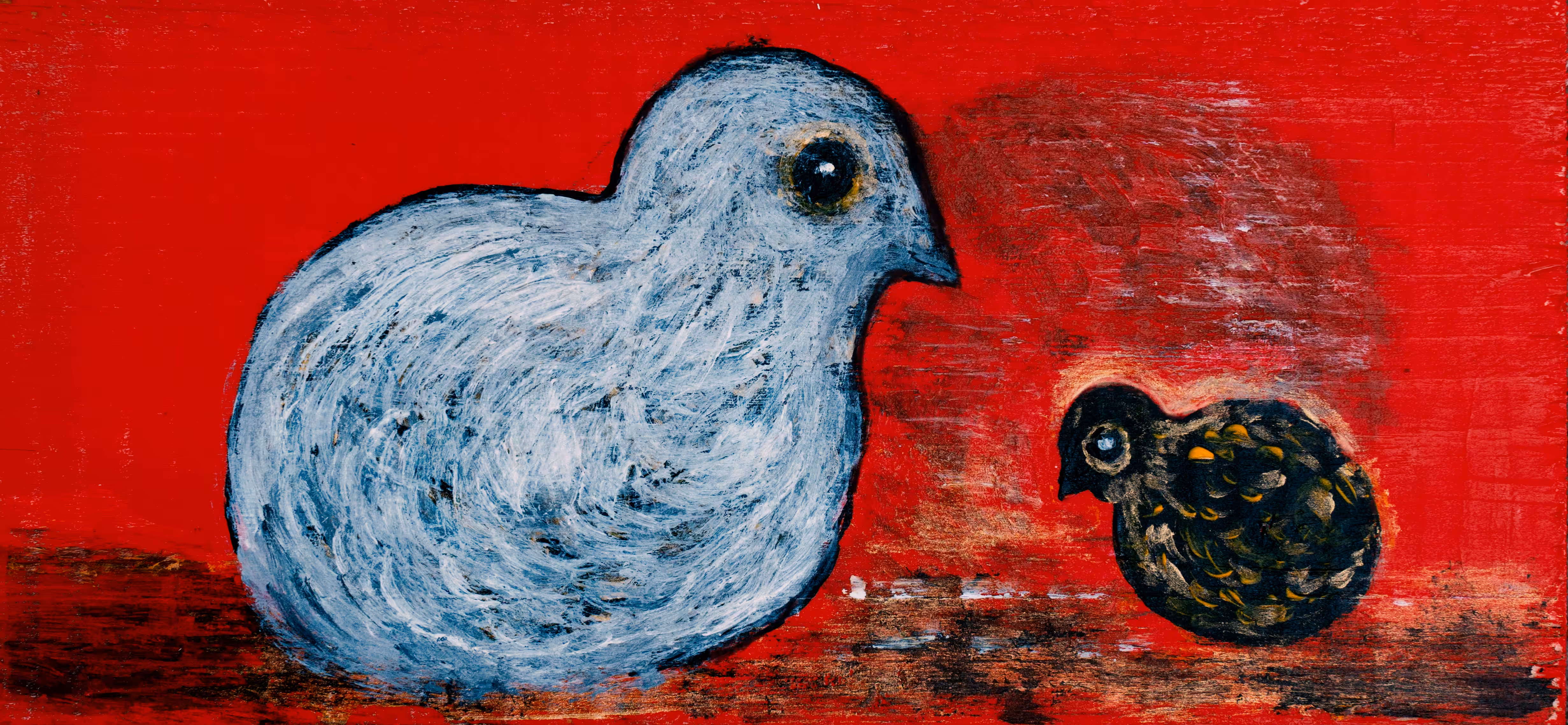 Little white with tiny black birds