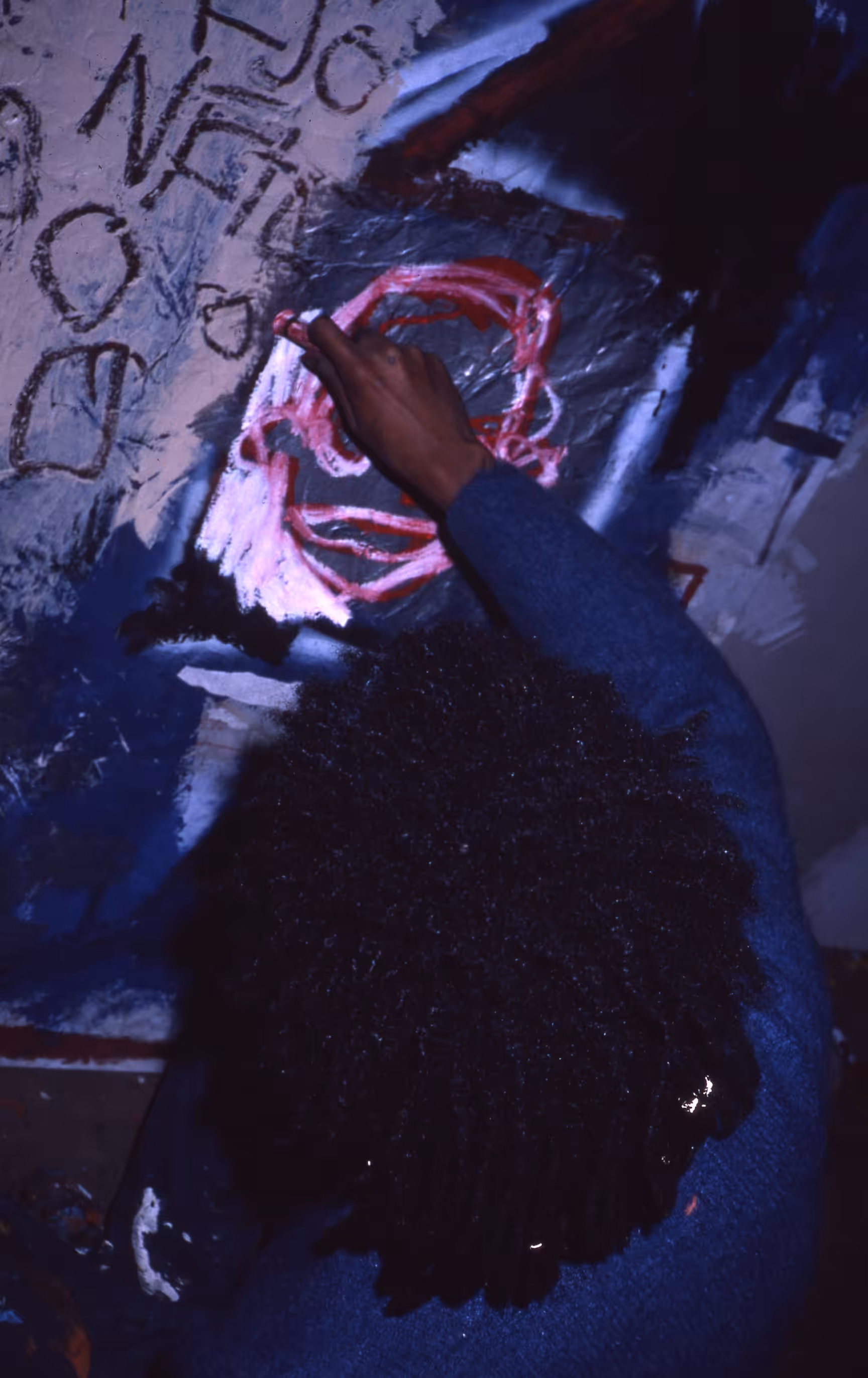 Jean Michel Basquiat creating his first solo show, 1981.