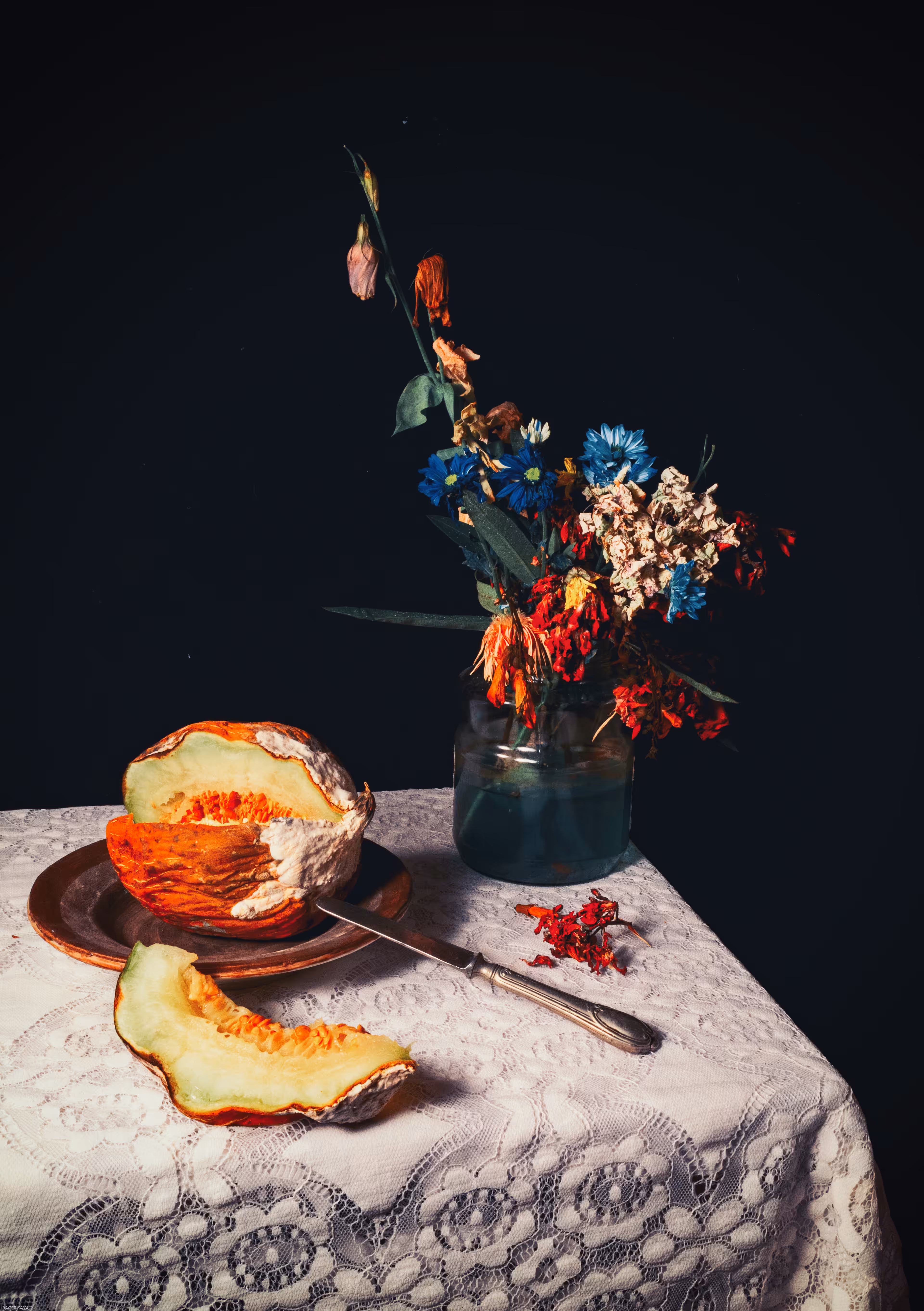 Moldy Melon and Dry Flowers