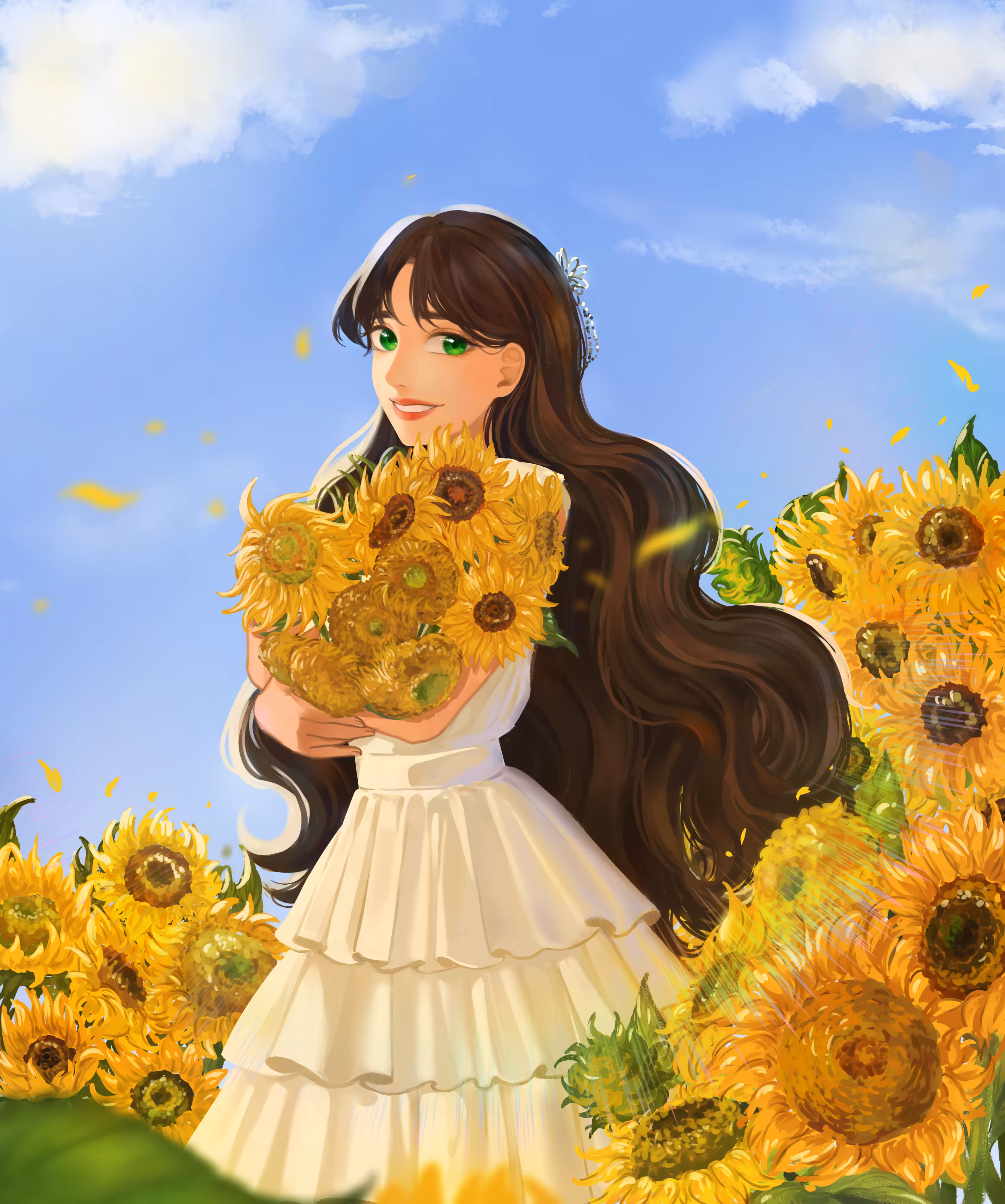 Girl & Sunflowers
