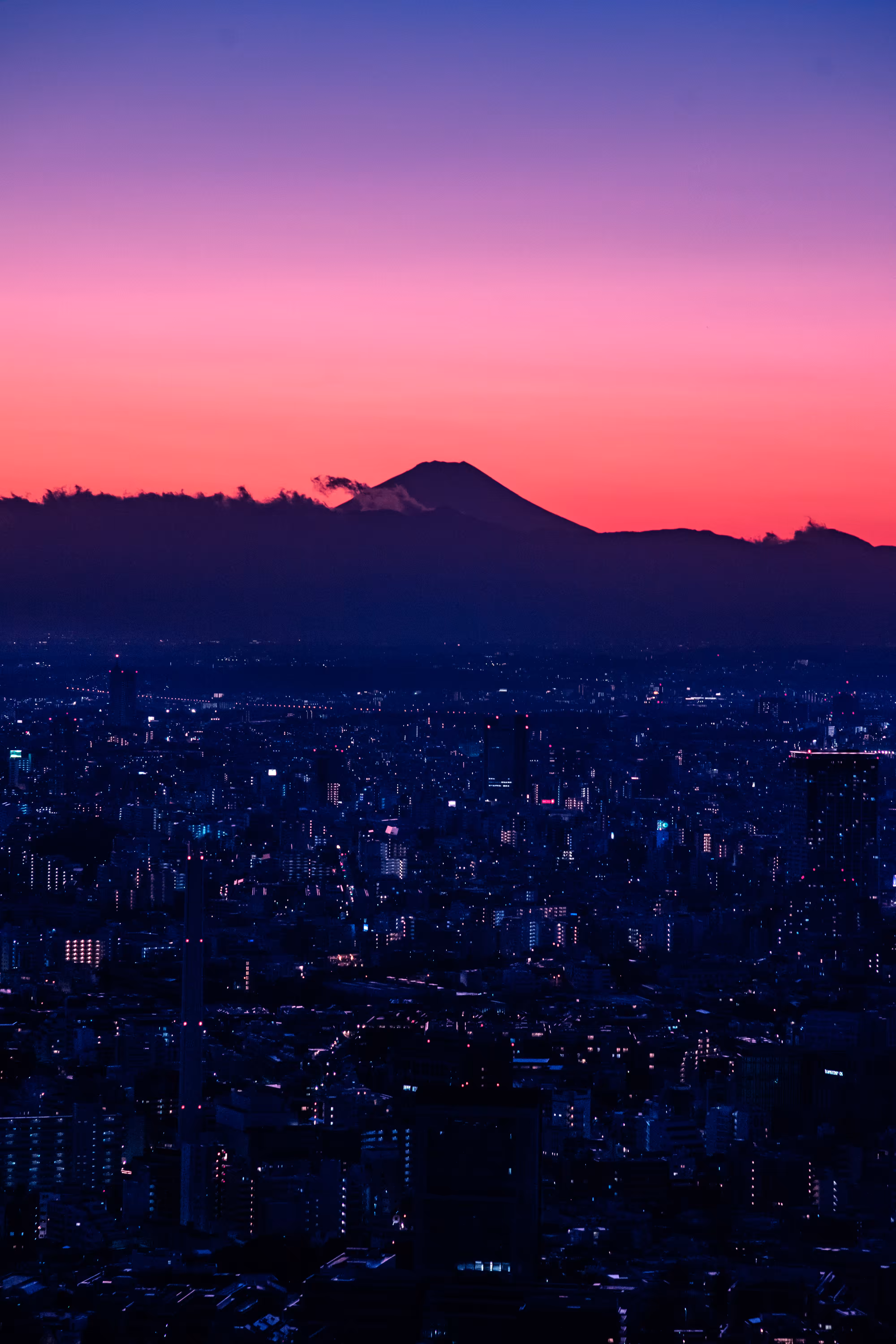 Tokyo, sunset, and Fuji