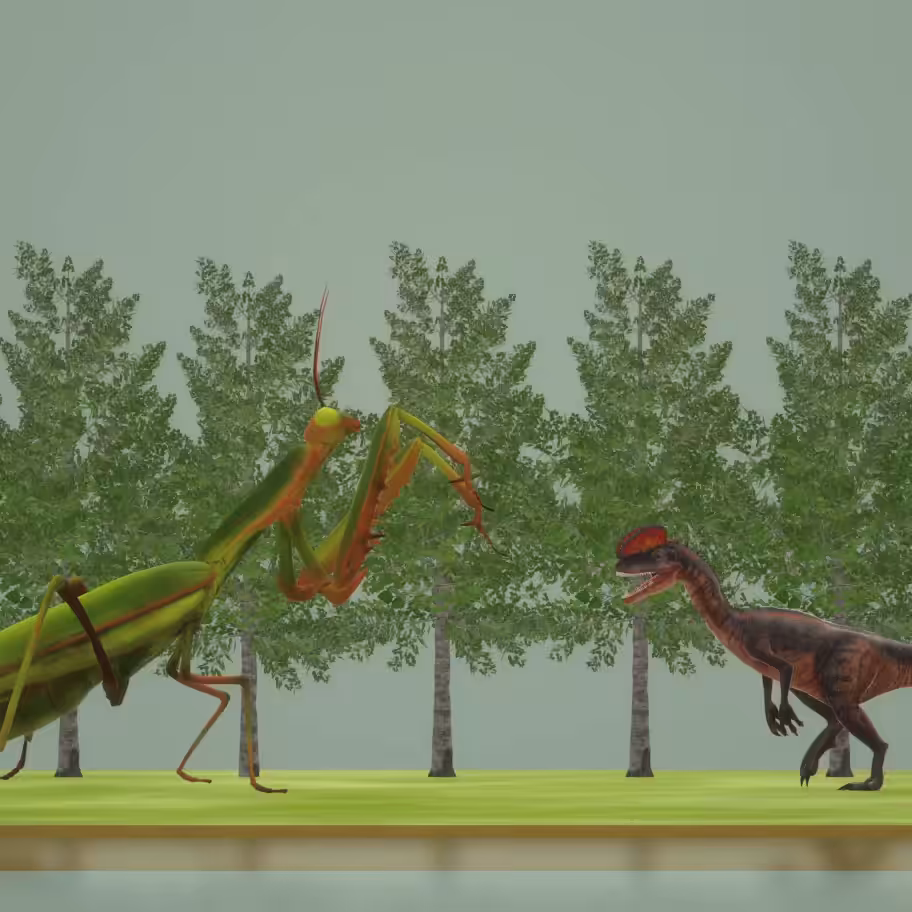 Giant Mantis vs Dilophosaurus