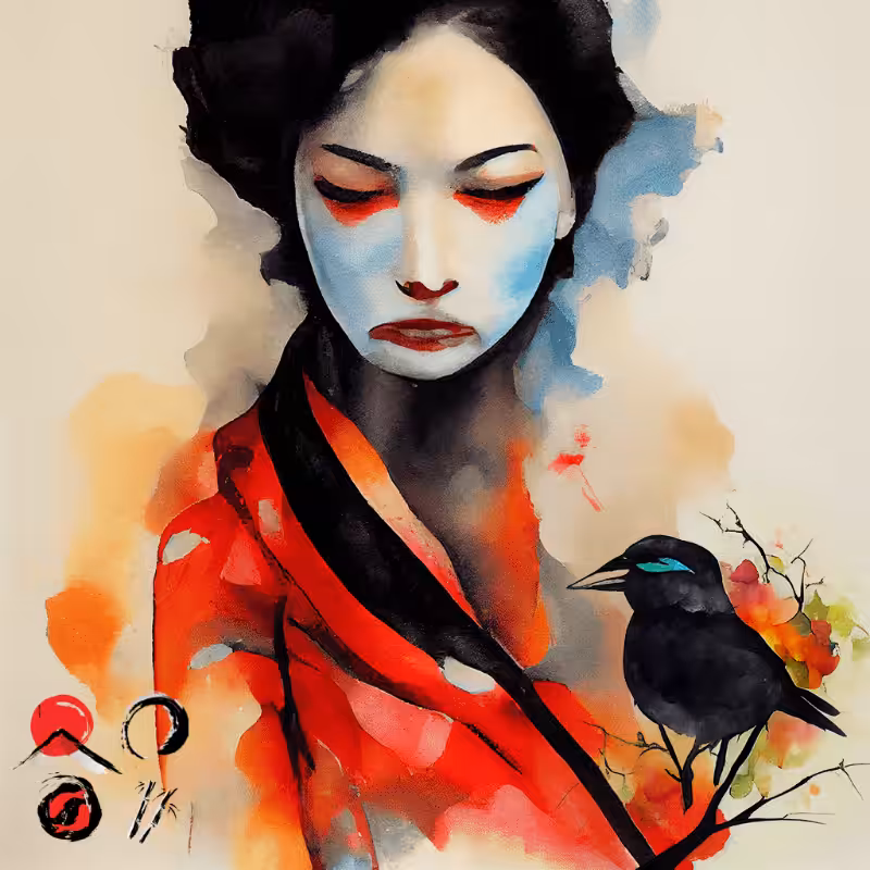 Geisha And Bird #5