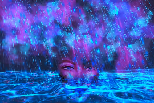 Neon rain from the sea girl