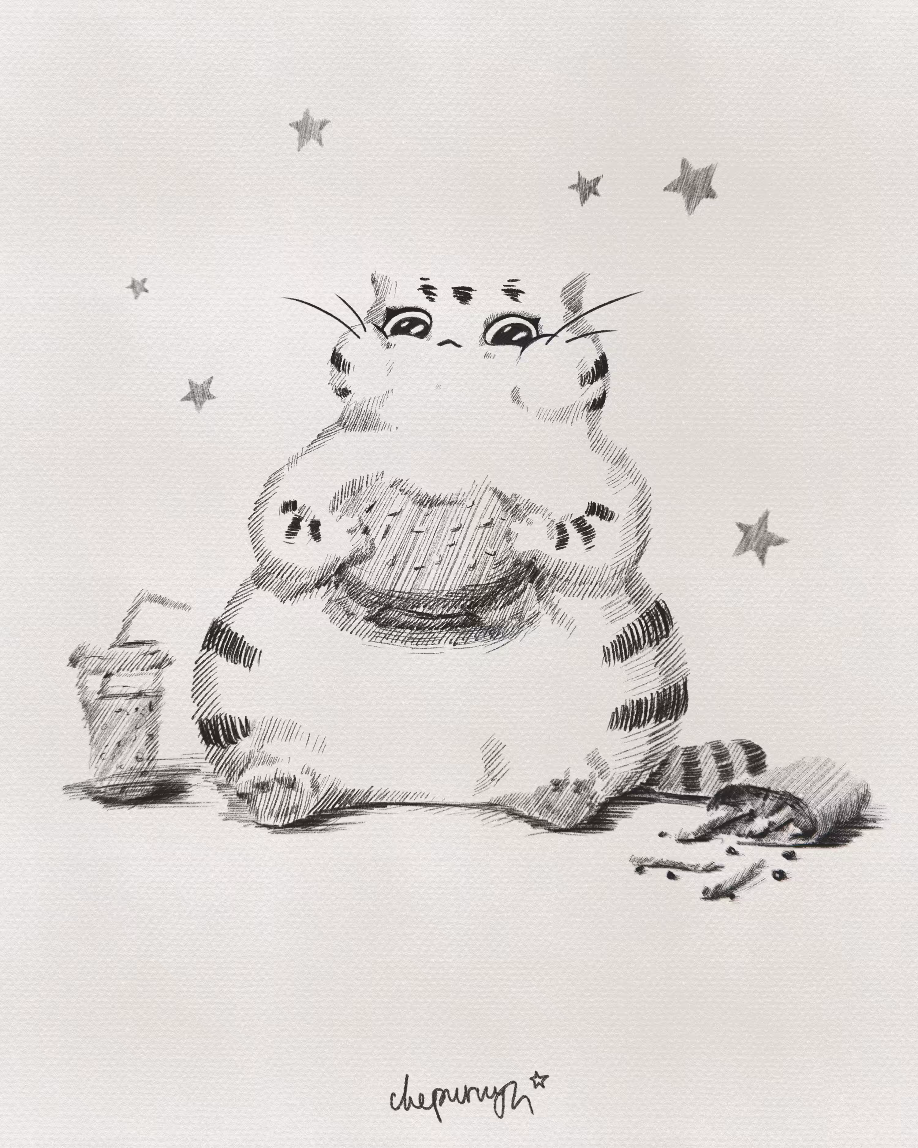 CAT LIFE BE LIKE 🖤 B&W: Cat's guilty pleasure 🖤 B&W