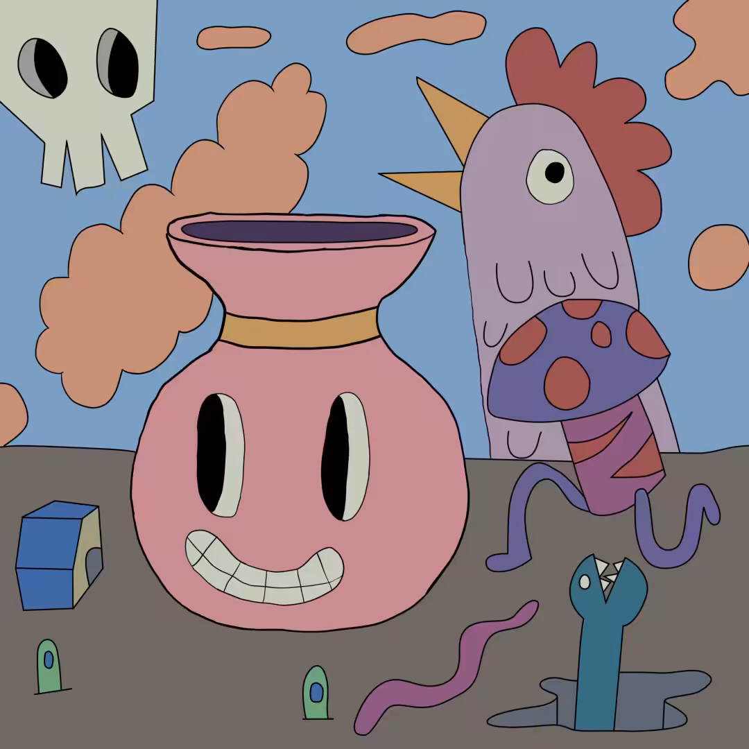 Smile jar and mushroom and chicken