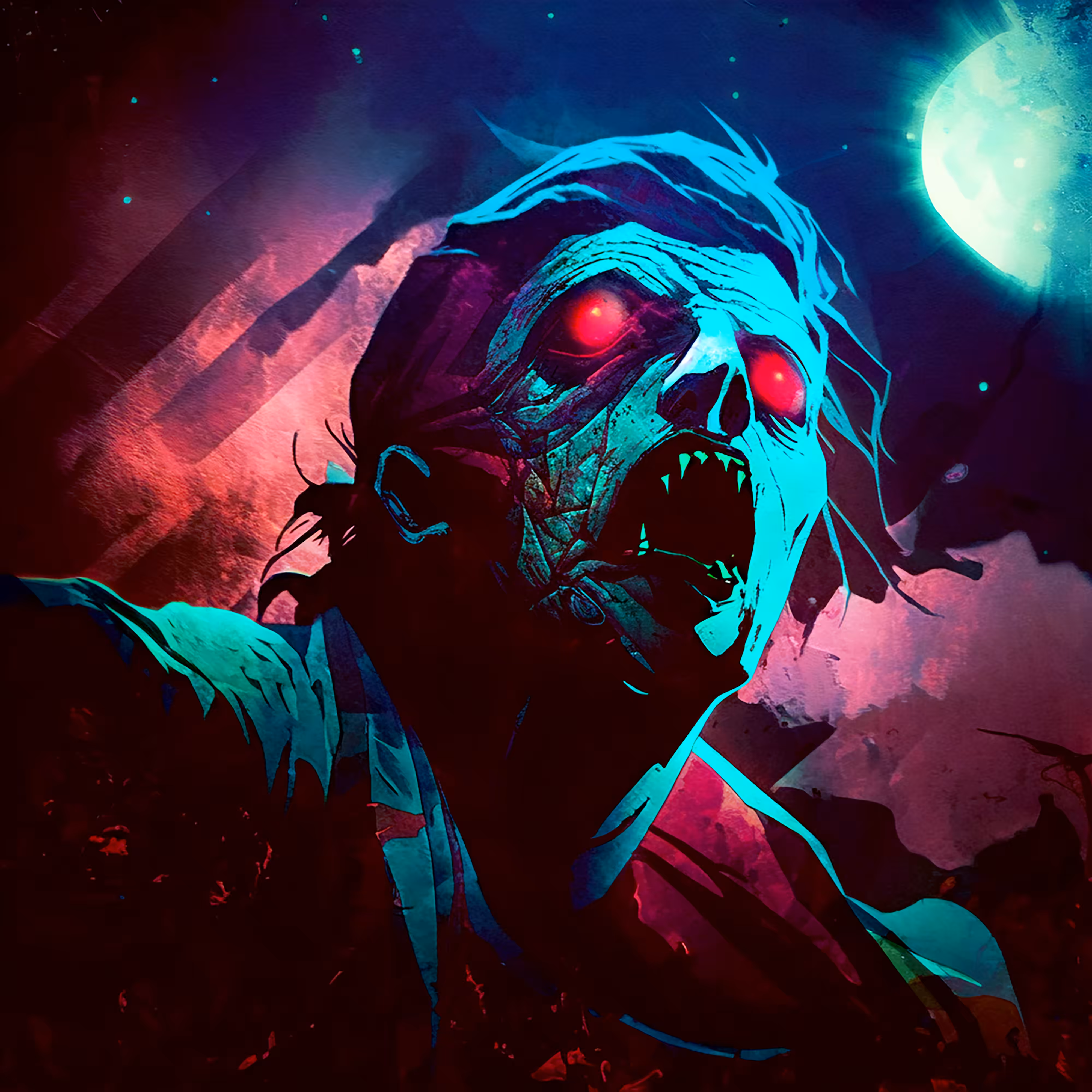 Red Eyes and an Eerie Moon