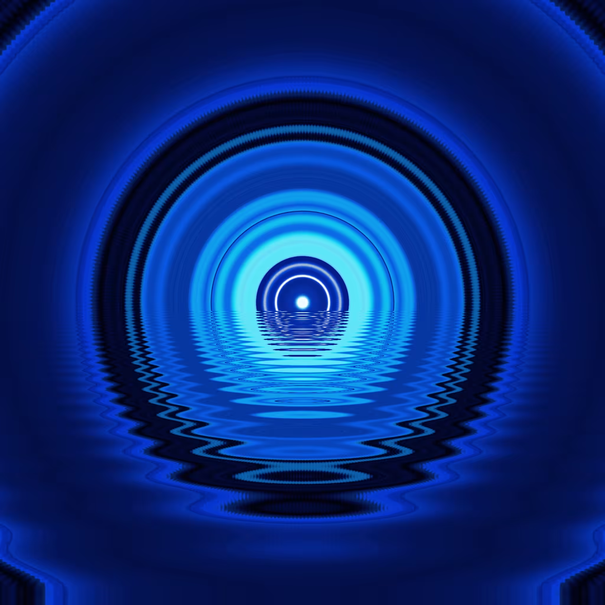 Singular point of light at the end of a vibrating tunnel half filled with lukewarm water even though it looks cold