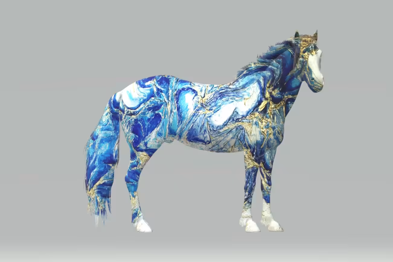 Blue and gold horse