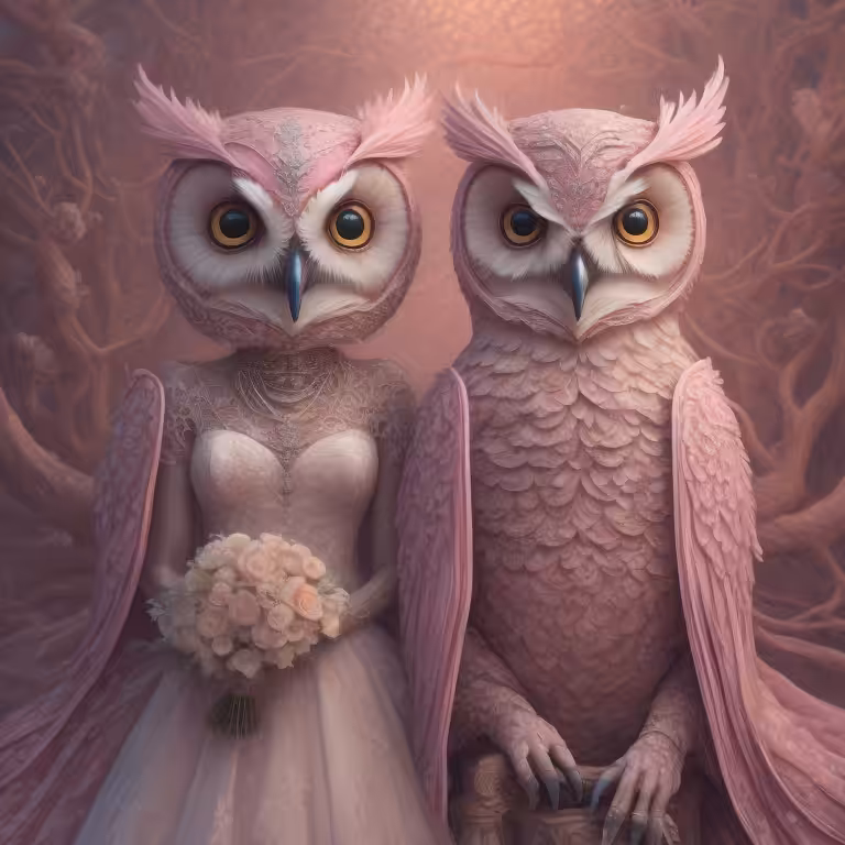 Owl Couple (Pink )
