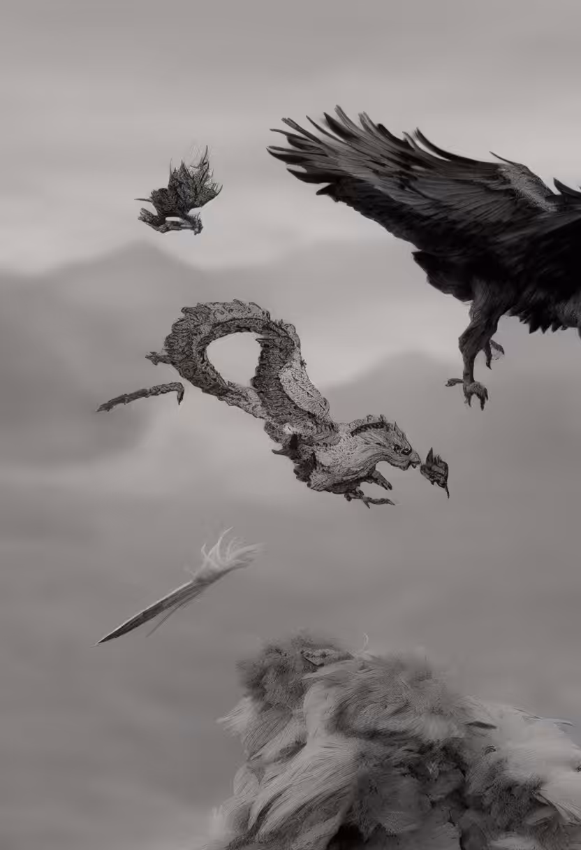 The Simurgh: King of the Birds: Image Generated by Caballero's Poem