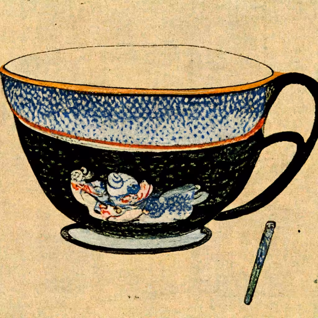 japanese teacup with koi fish design