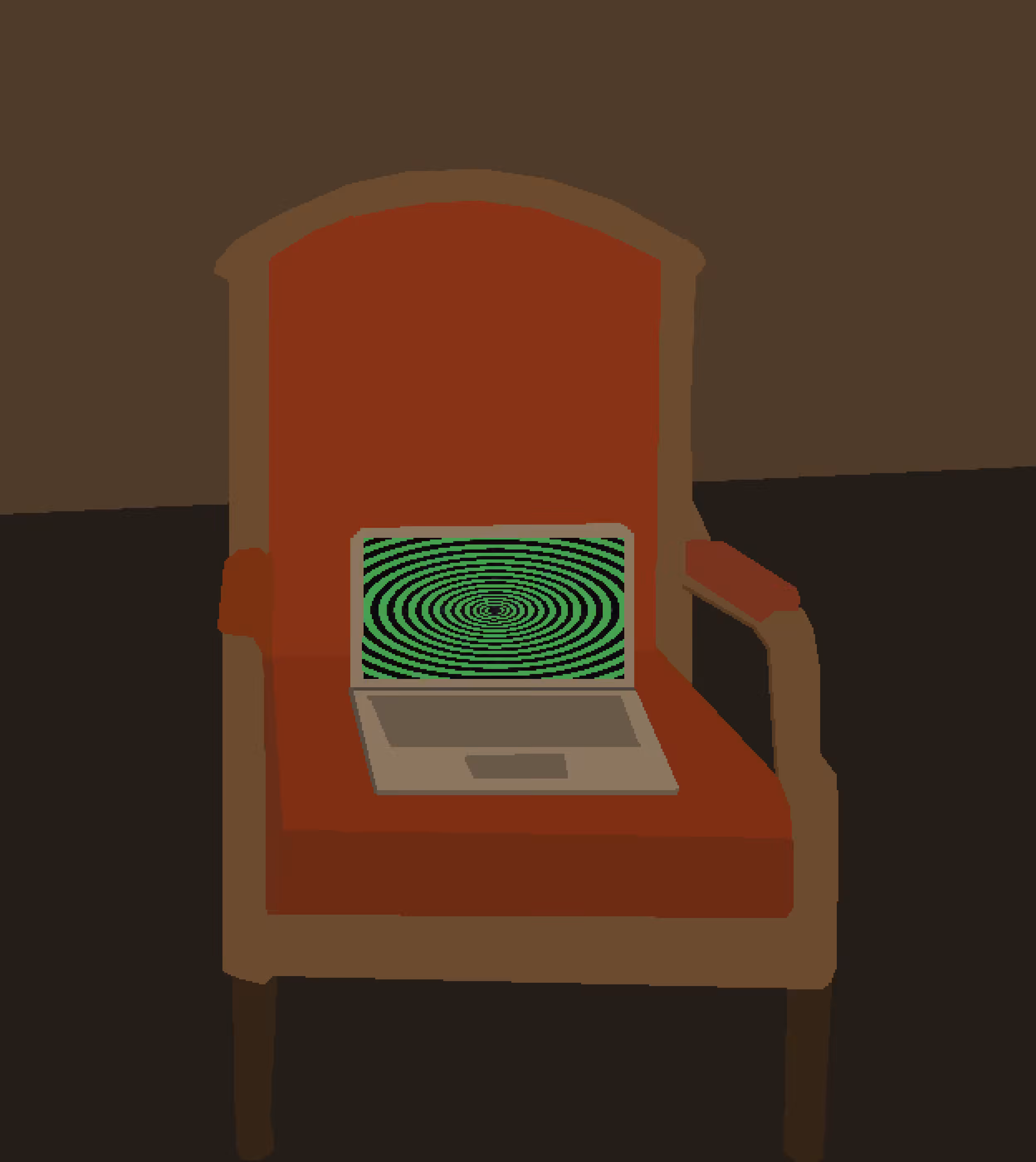 Computer in a Red Chair 