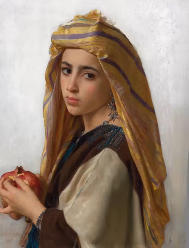 Women in Art Animated No 2 - William Bouguereau - Girl with a pomegranate