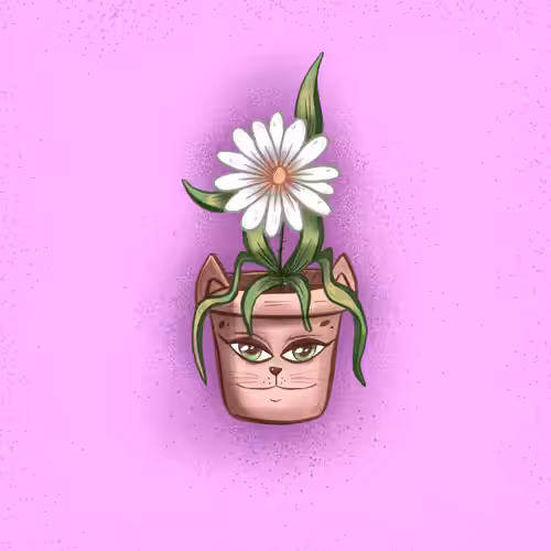 Cat flower pot