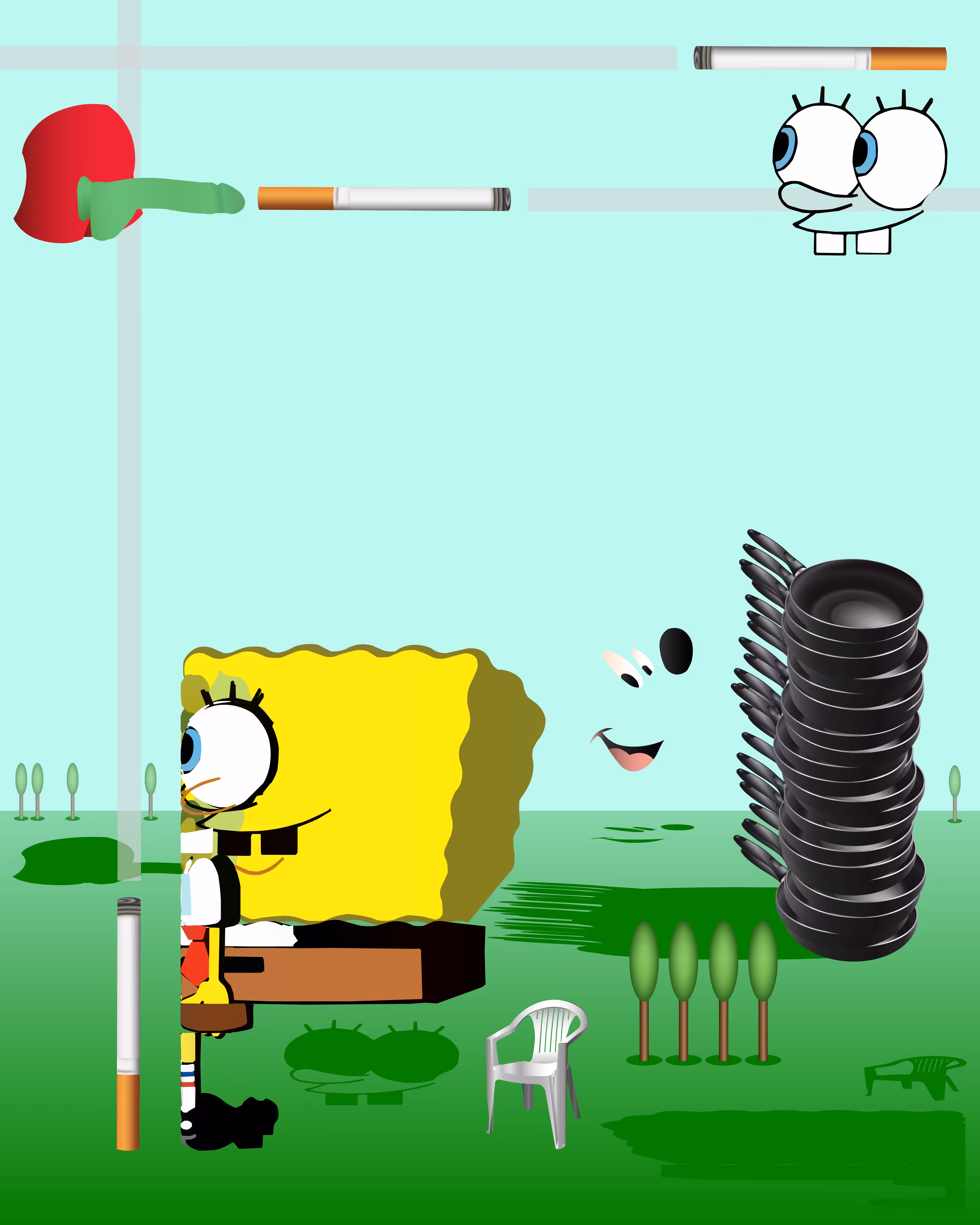 parallel to the sponge