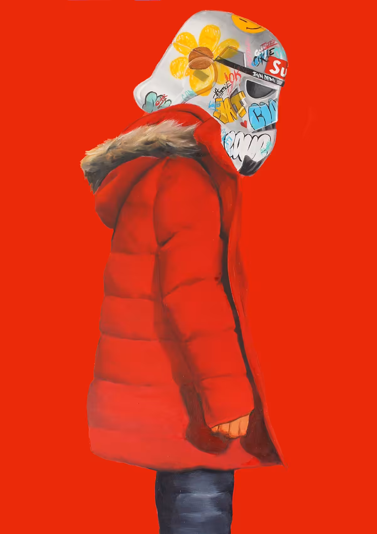 RED TROOPING HOOD 