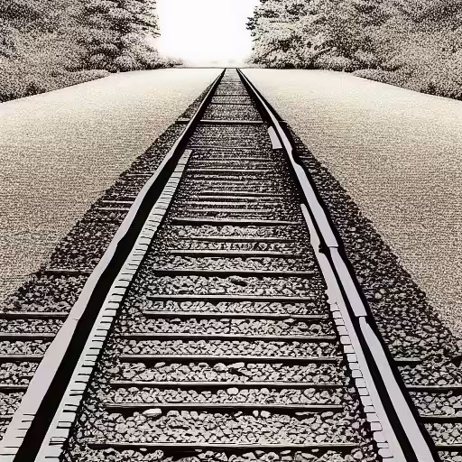 Train trucks on gravel