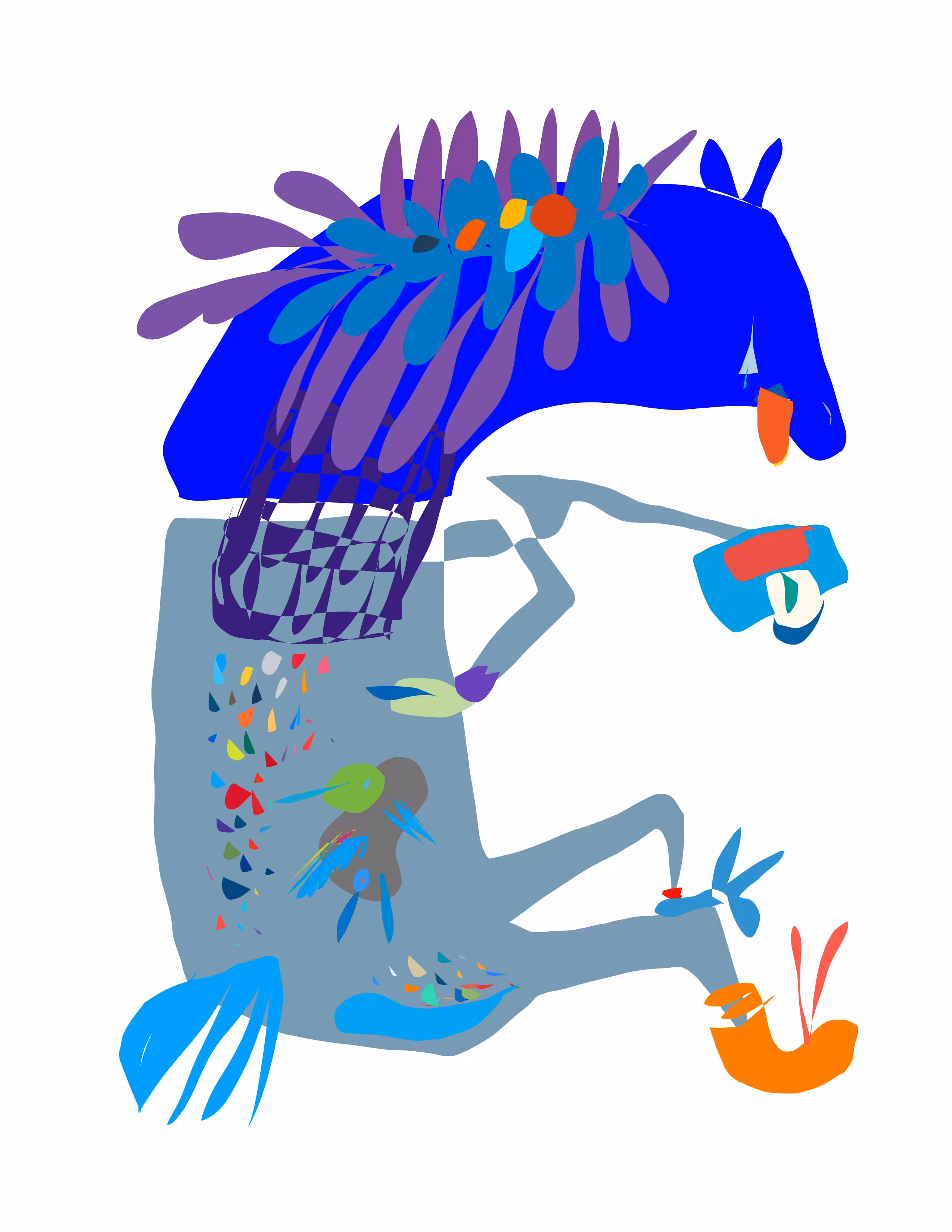 Multicolored brushstroke + nude art: Skype call