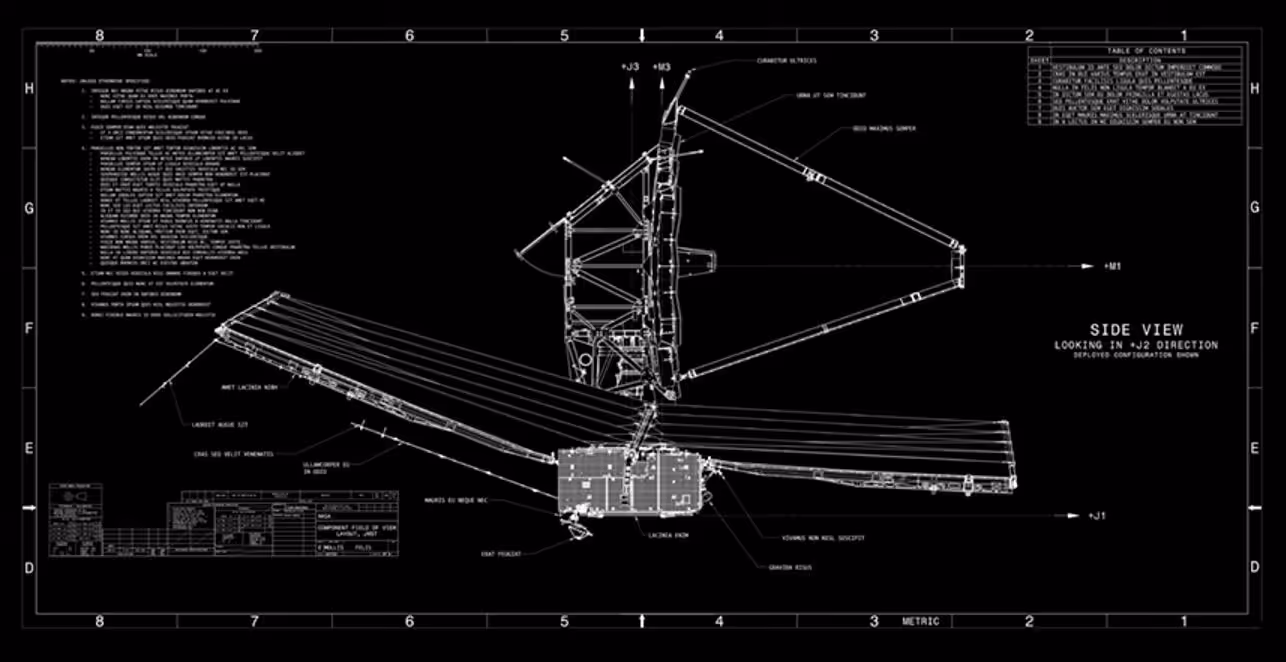 Blueprints of the James Webb Space Telescope - Black