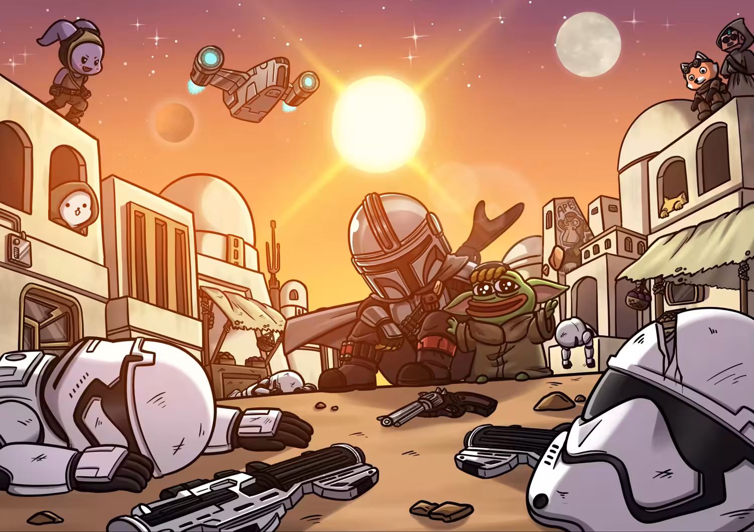 The Adventures of Mandalorian and Baby Yoda Pepe