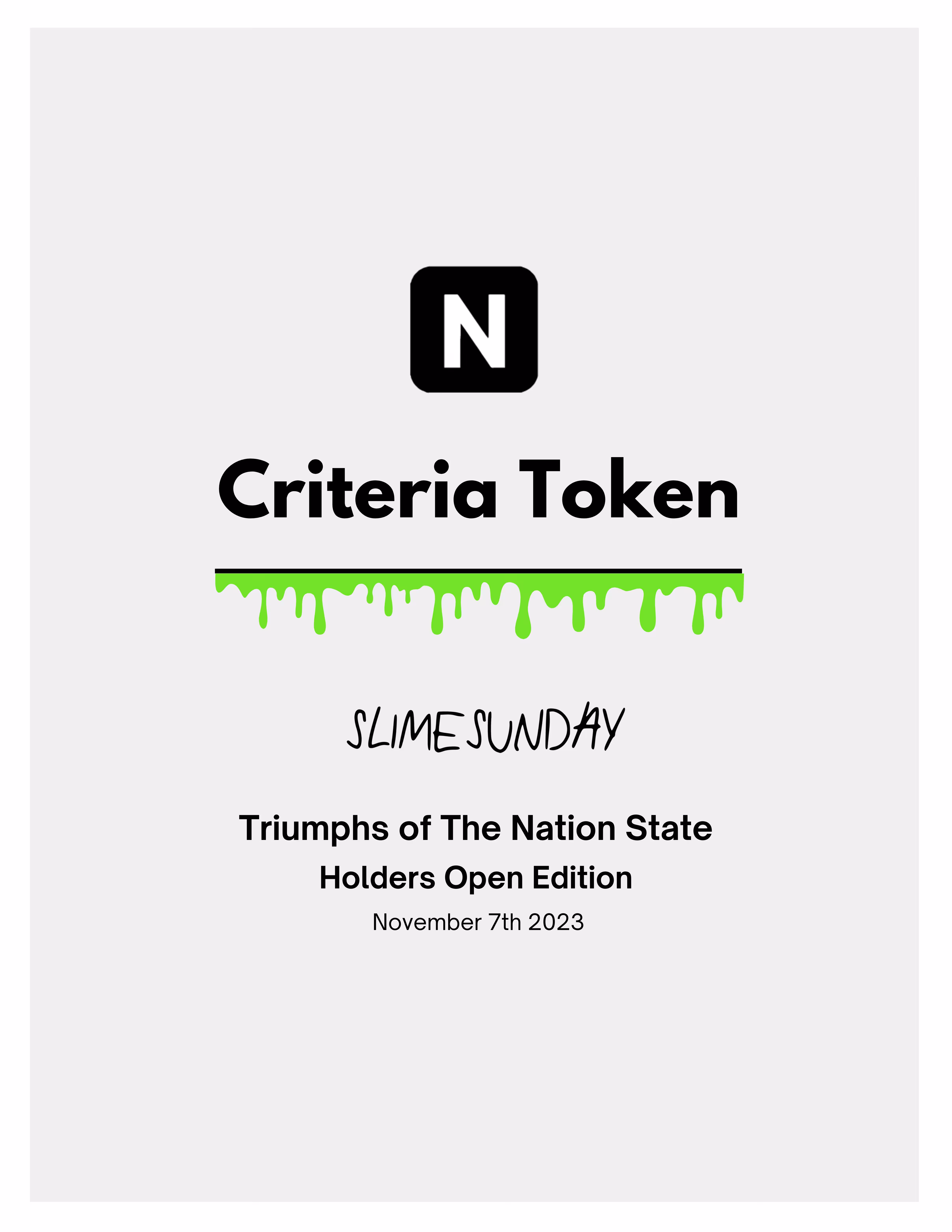 Slimesunday holders criteria token November 7th