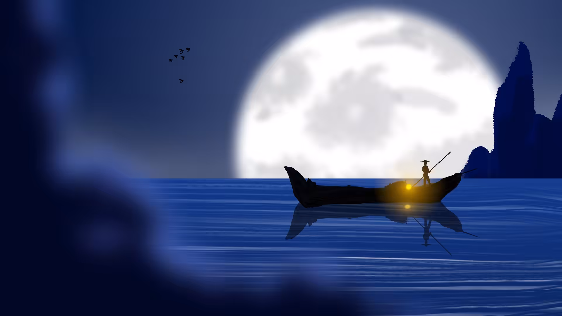 Art Of Abolfazl : Boat Riding At Moonlight 