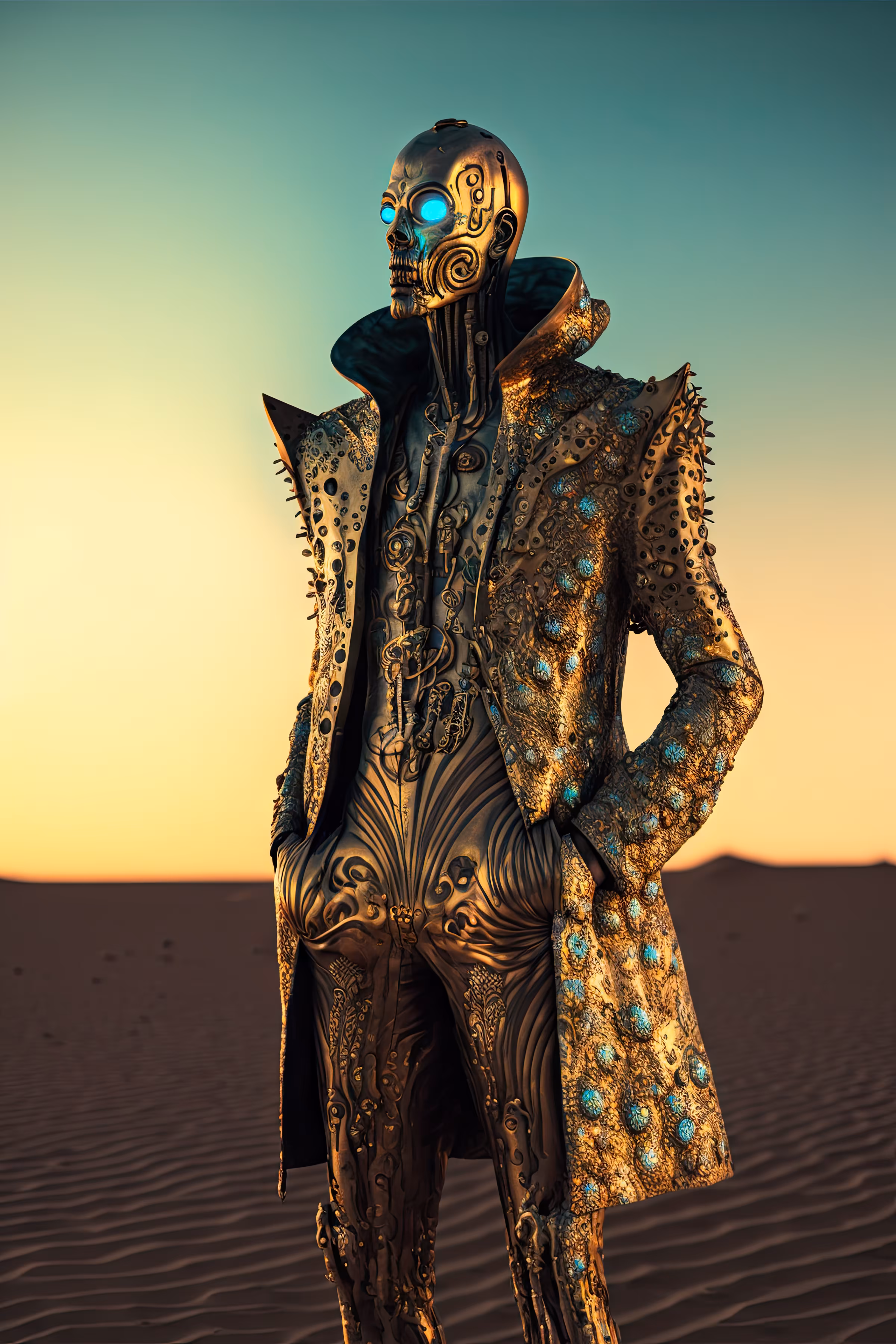 //// Cybernetic Gold Fusion High Neck Jacket ////