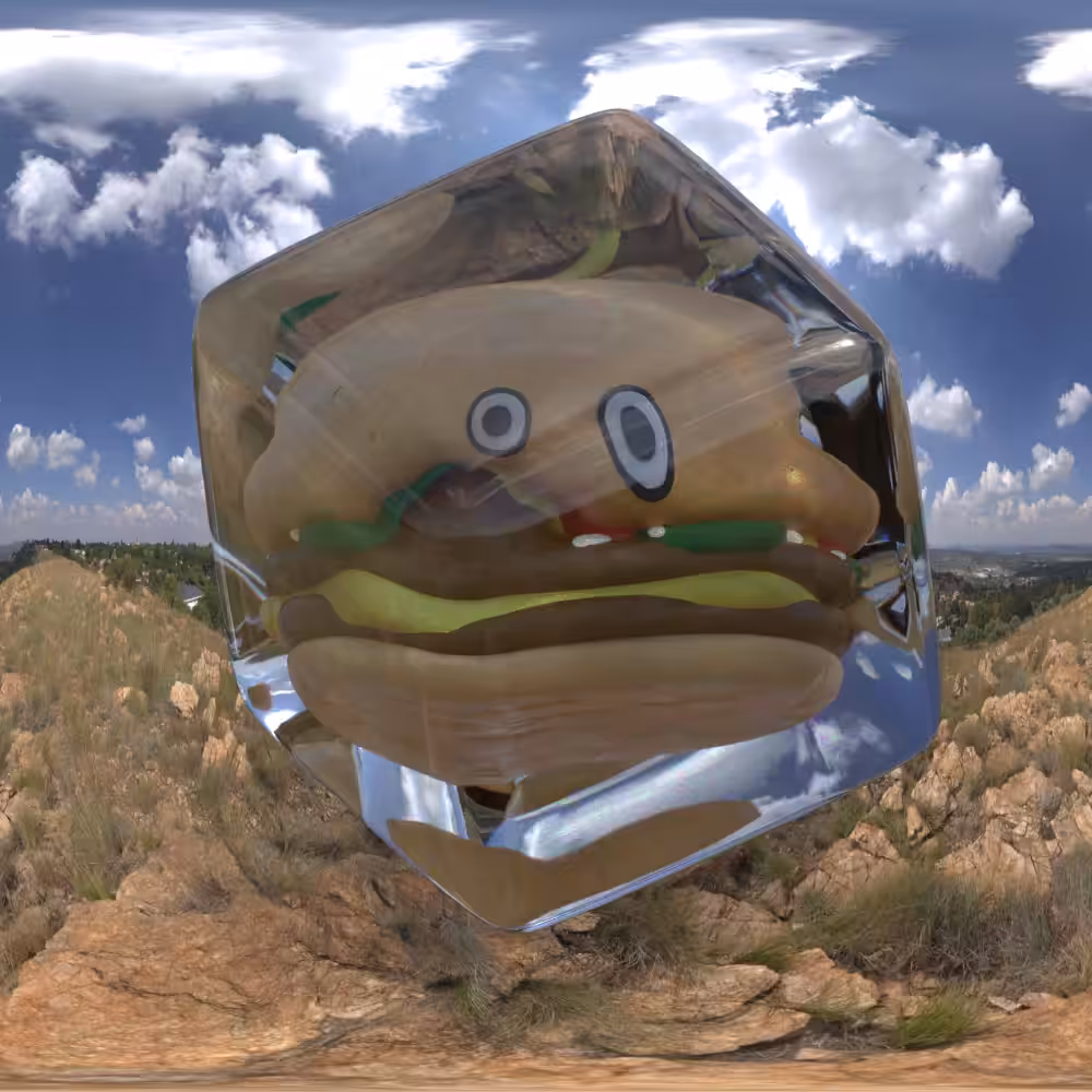 hamburger trapped in crystal
