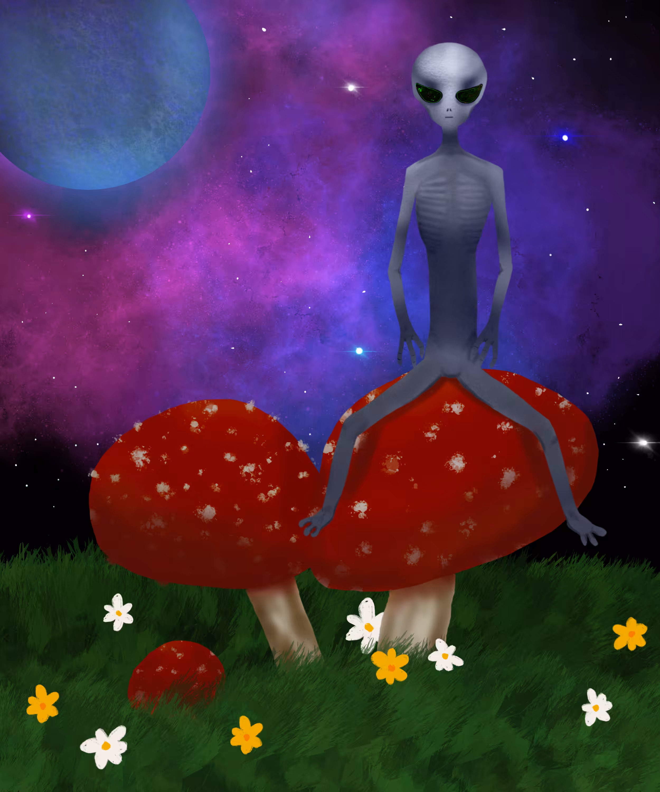 Alien Gray Chillin Portrait