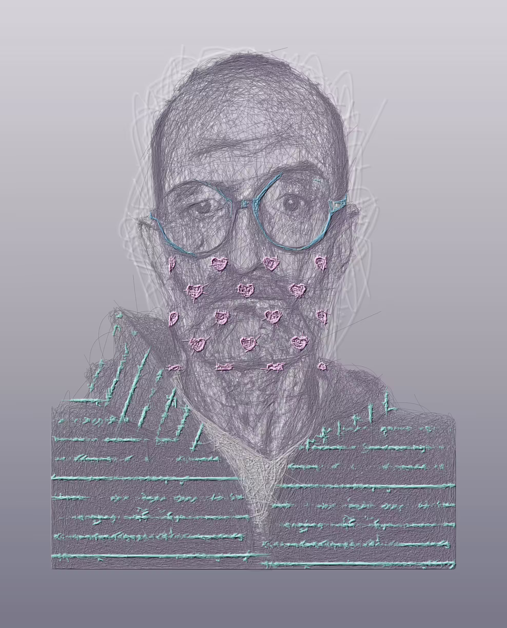 Man with blue glasses, 2021