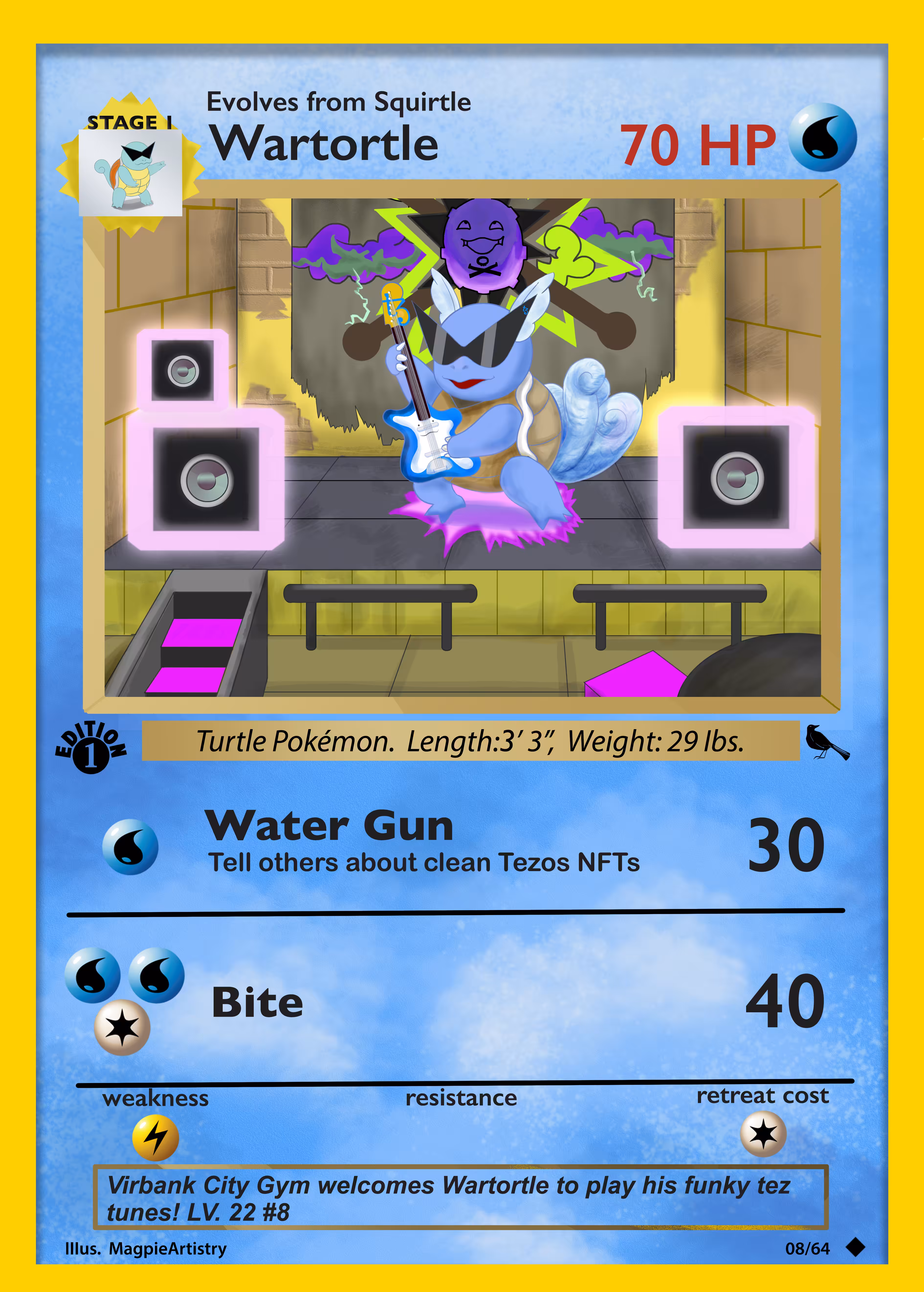 1st Edition Tezos Wartortle --CryptoMon Series 