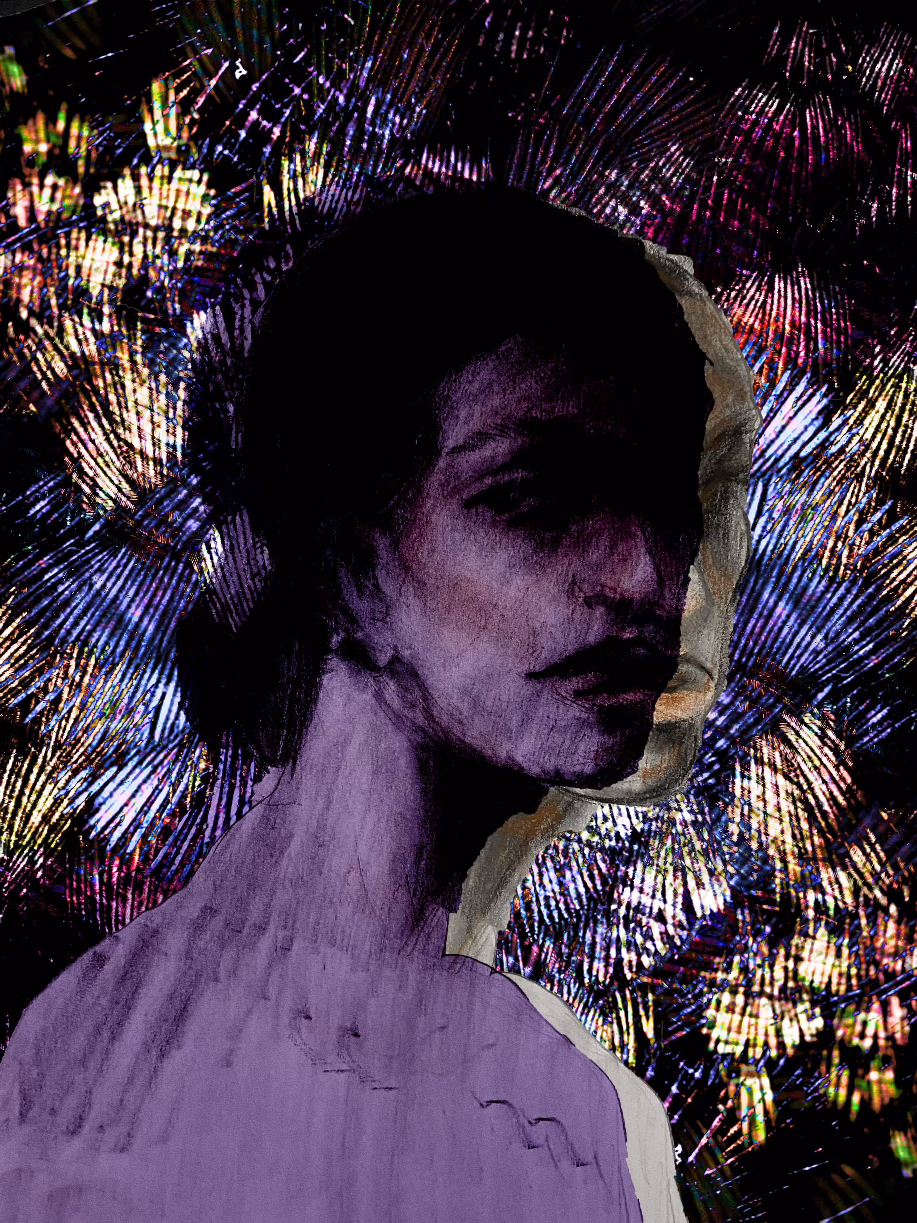 Portrait with Hummingbird Feathers