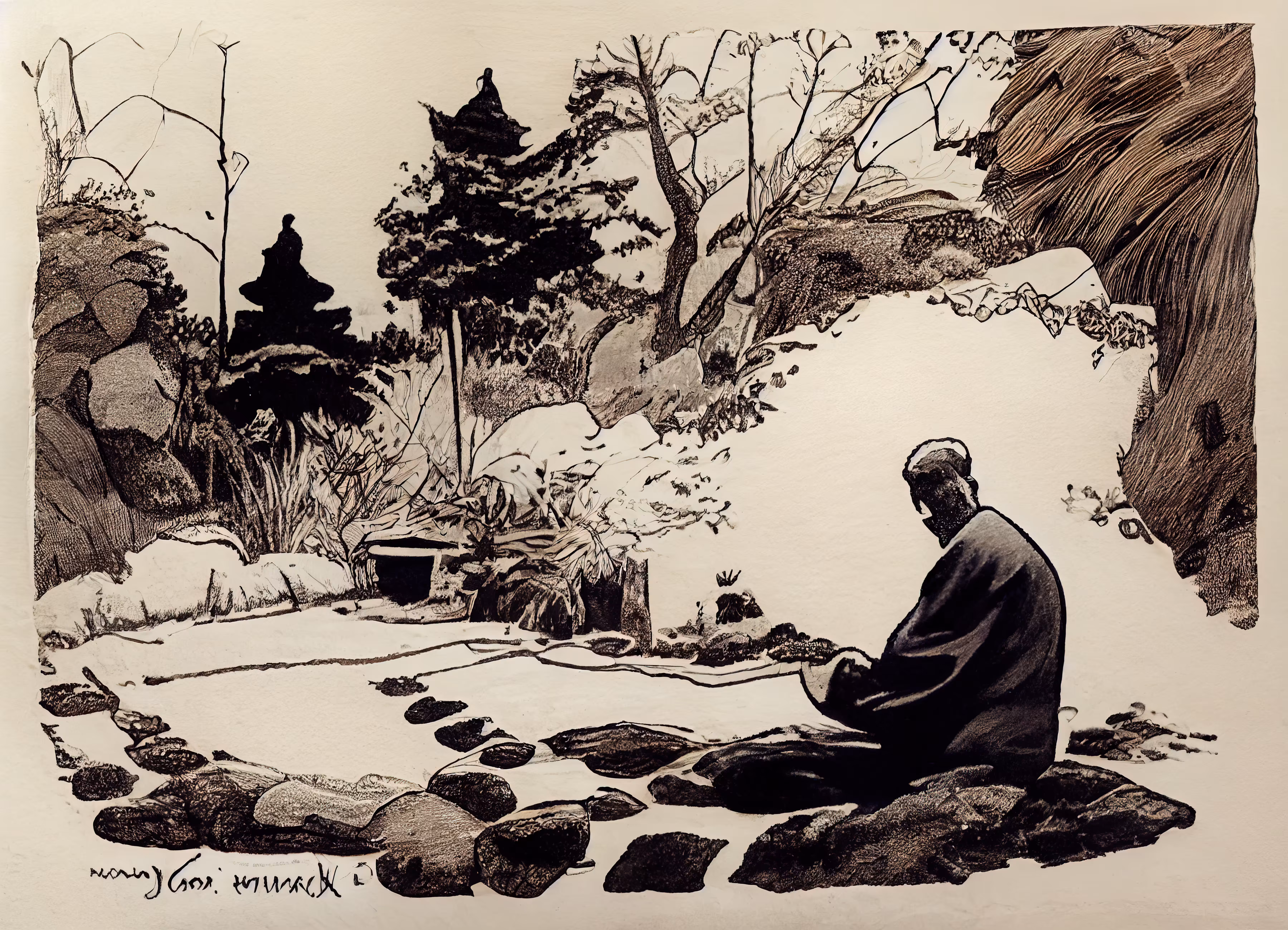 Black Ink Series: Zen Garden Meditation