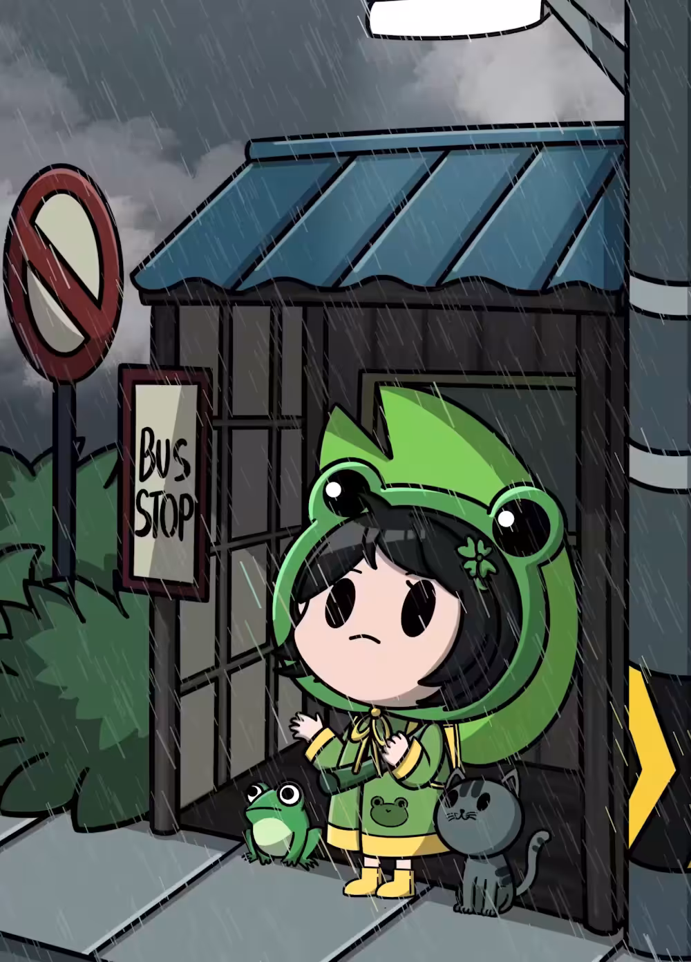 Lonely mood on a rainy day
