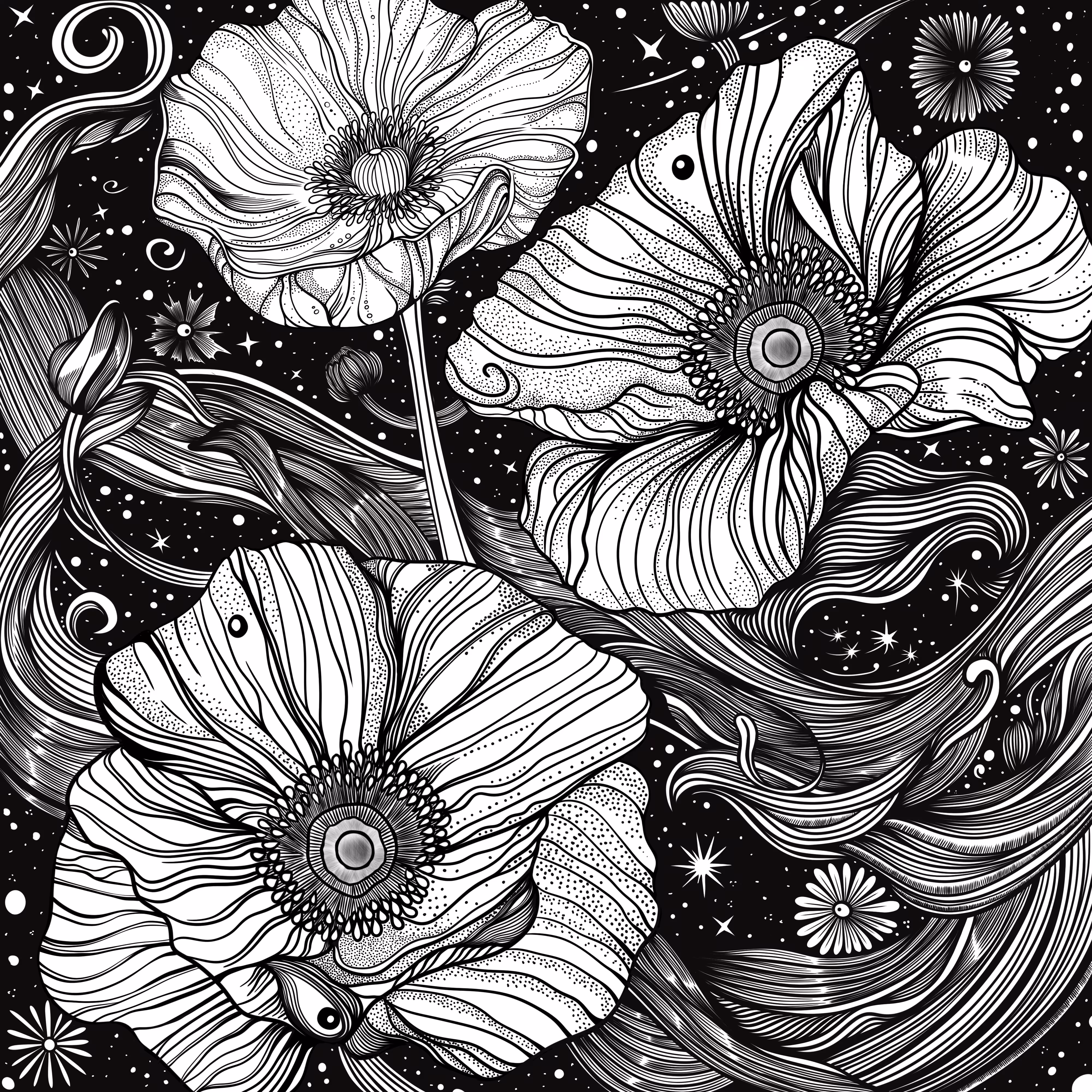 Cosmic Lunar Poppies