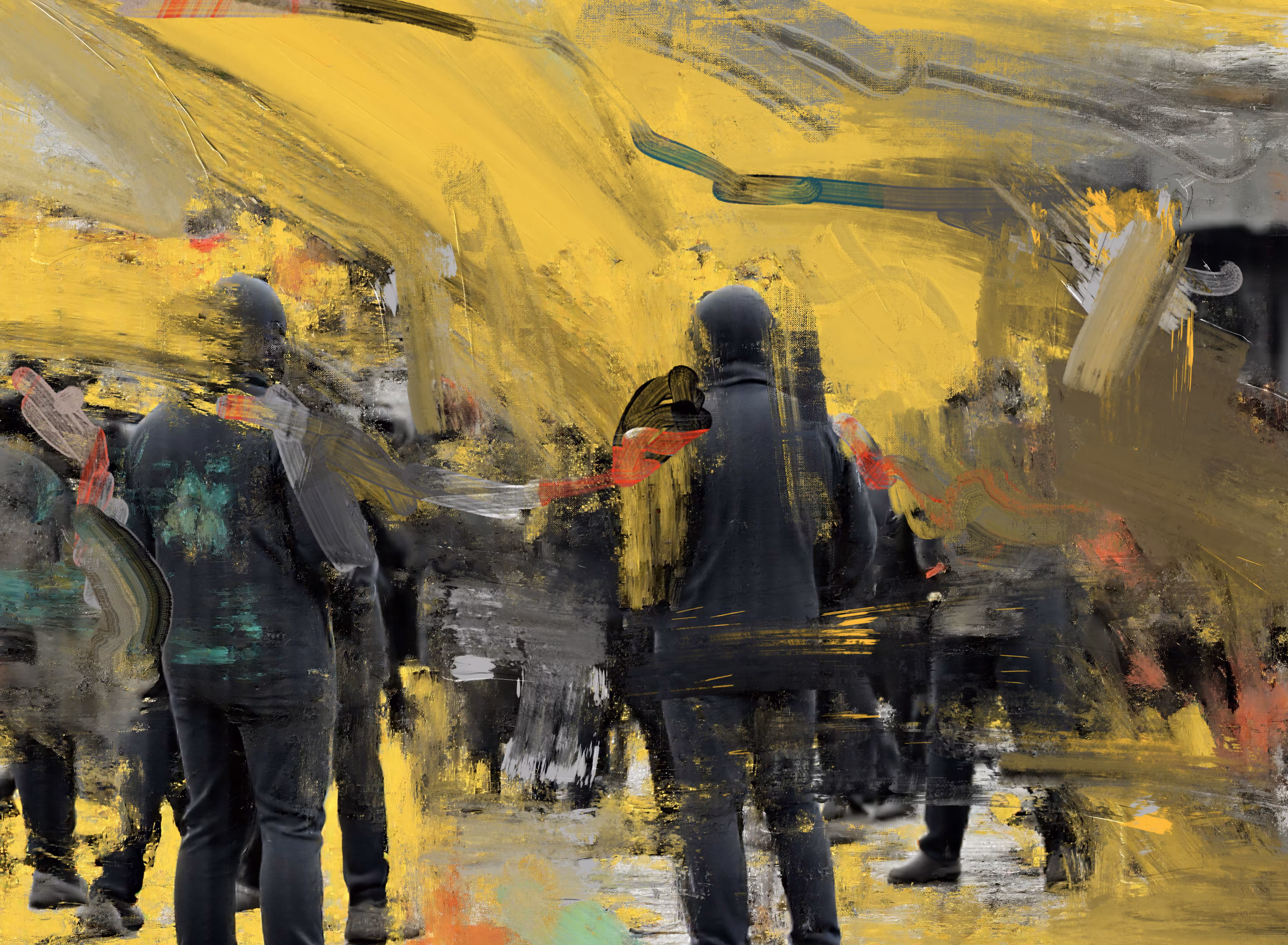 The 10th E State (drawings and studies): Yellow Morning Patrol (Study A)