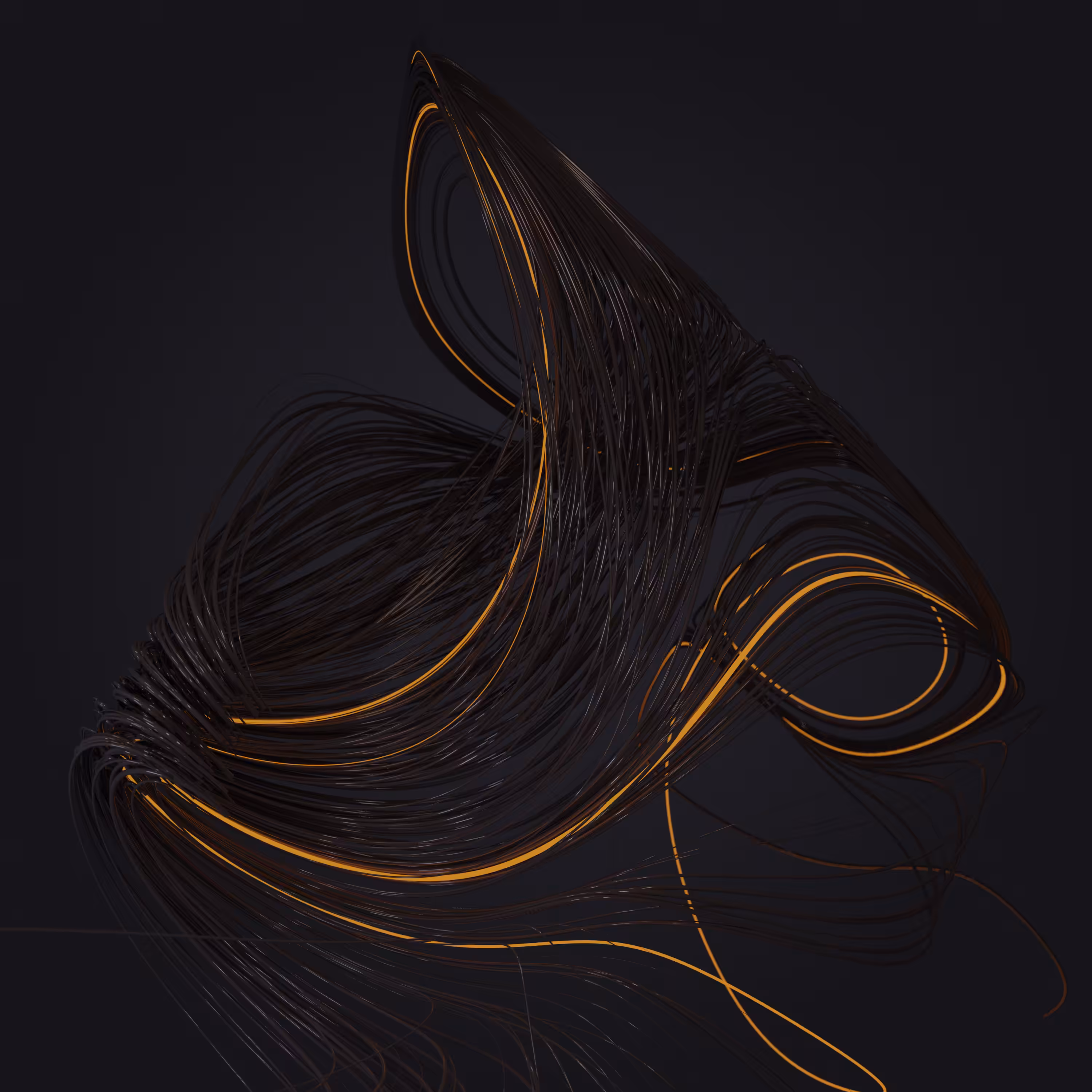 3D Clifford Attractor - Orange Neon Glow #1