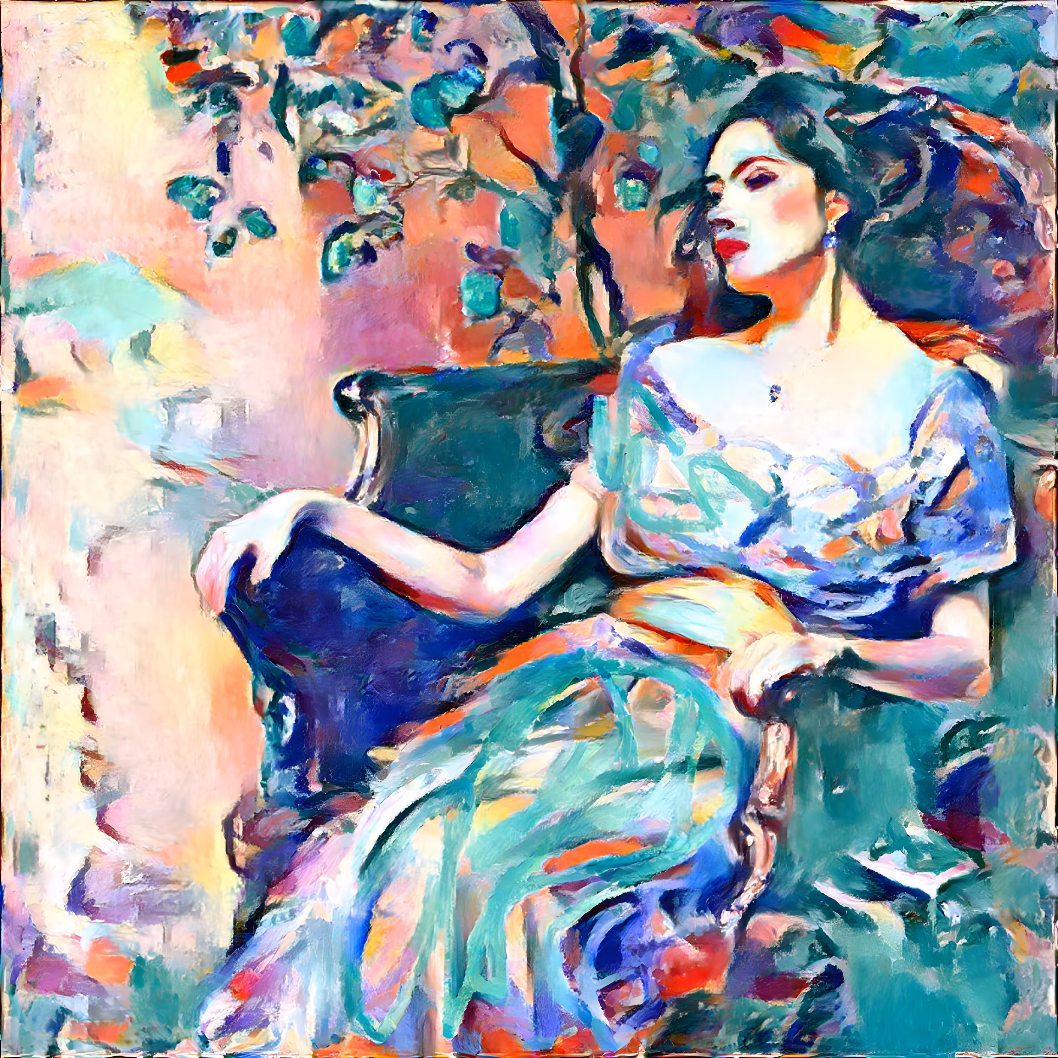 Women: In the spring garden